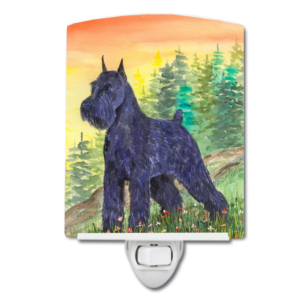 Caroline'S Treasures Ss1051Cnl Schnauzer Ceramic Night Light Compact, Ul-Certified, Ideal For Bedroom, Bathroom, Nursery, Hallway, Kitchen, 6X4X3, Multicolor