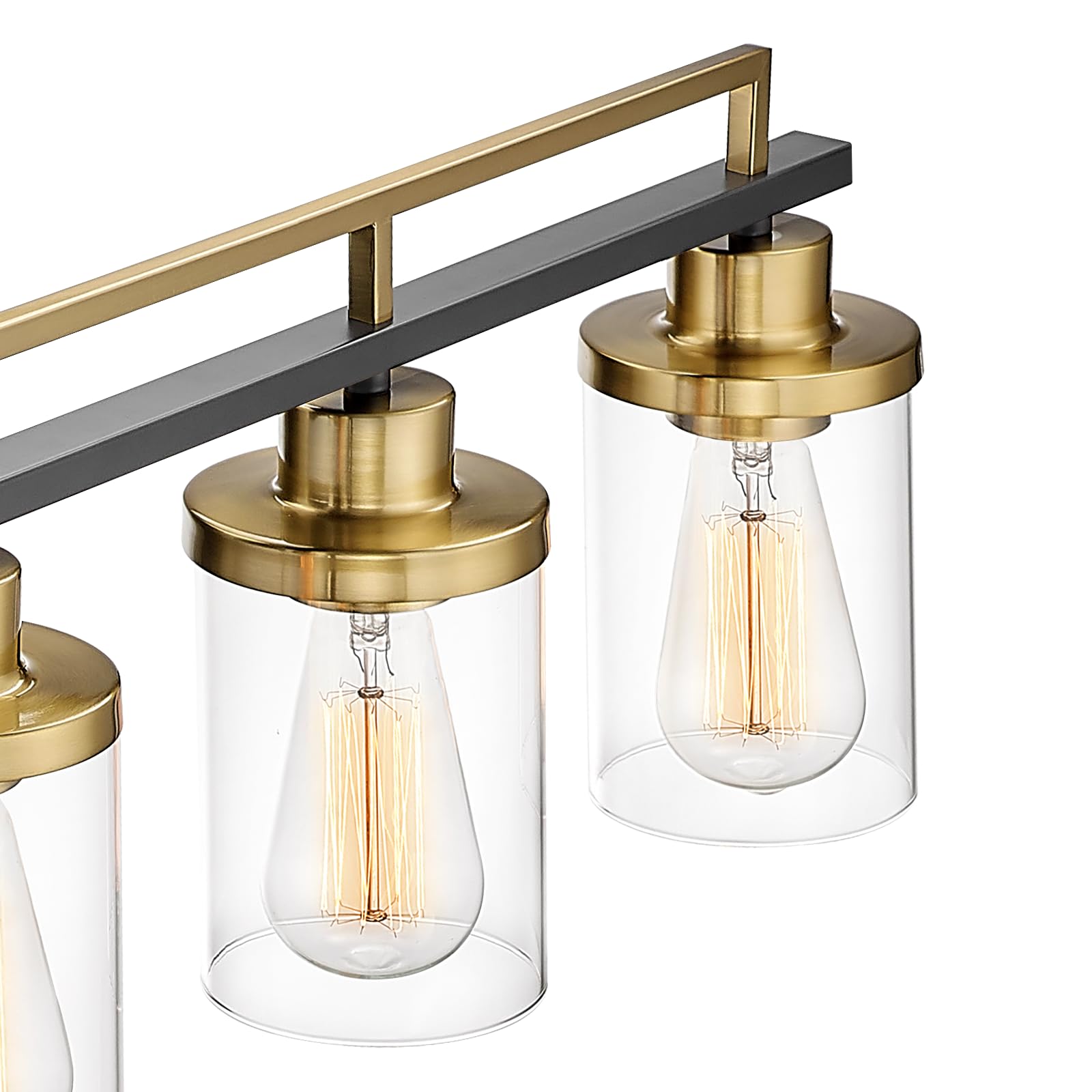 Emliviar 36-Inch 5-Light Bathroom Fixture, Modern Black & Gold Metal Vanity Light, Model YCE238B-5W BK+BG