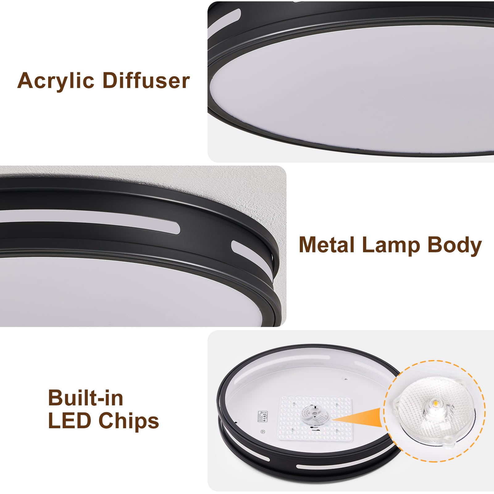 Peblto Dimmable Black Flush Mount Ceiling Lights, Modern 5Cct 2700K~6000K Led Hallway Light Fixtures, Low Profile Round Minimali