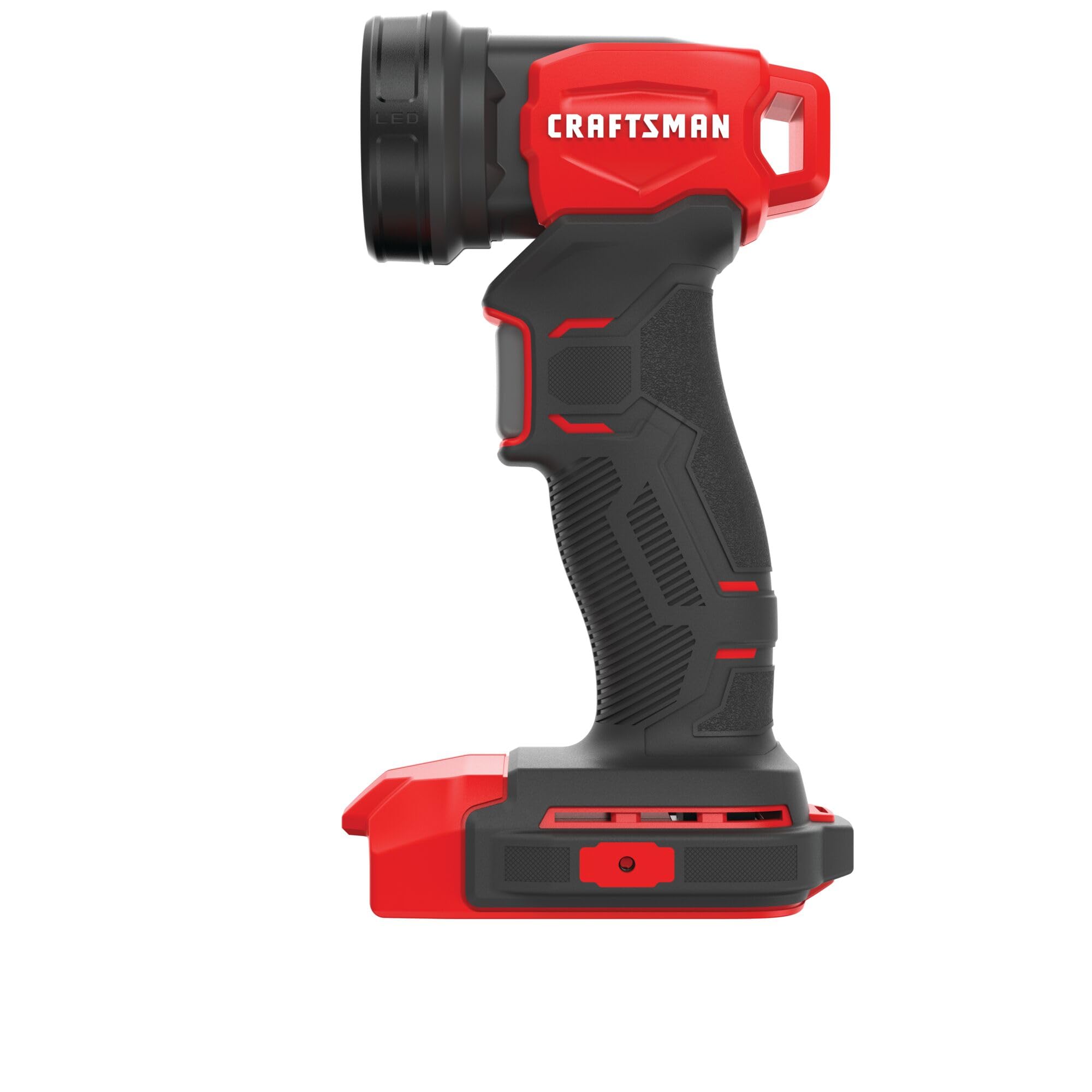 Craftsman V20 LED Work Light, Cordless Handheld, 140 Lumens, Aluminum, Black and Red, Model CMCL020B