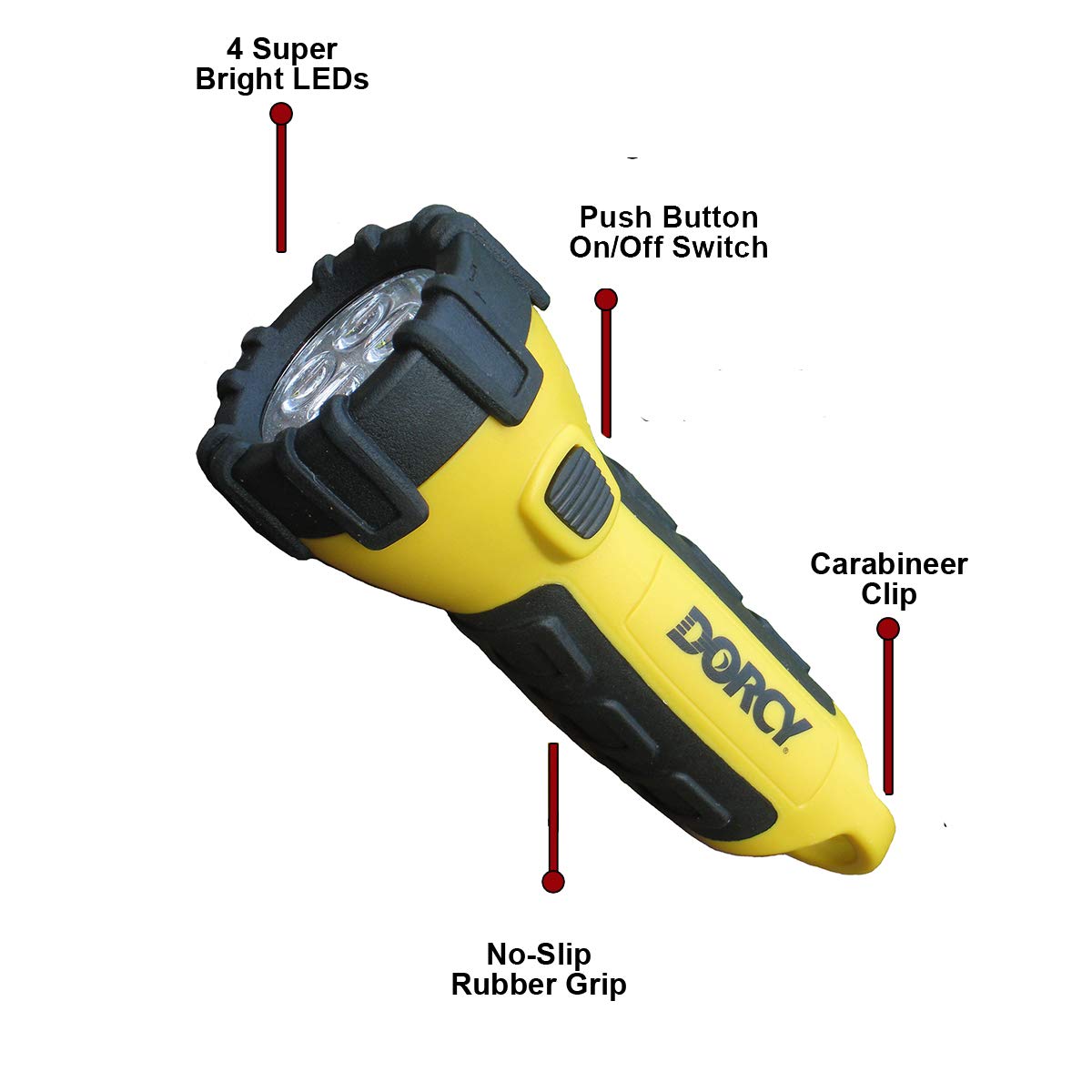 Dorcy 41-2524 2 Pk Floating Led Flashlight With Carabineer Clip, 150 Lumens, Yellow