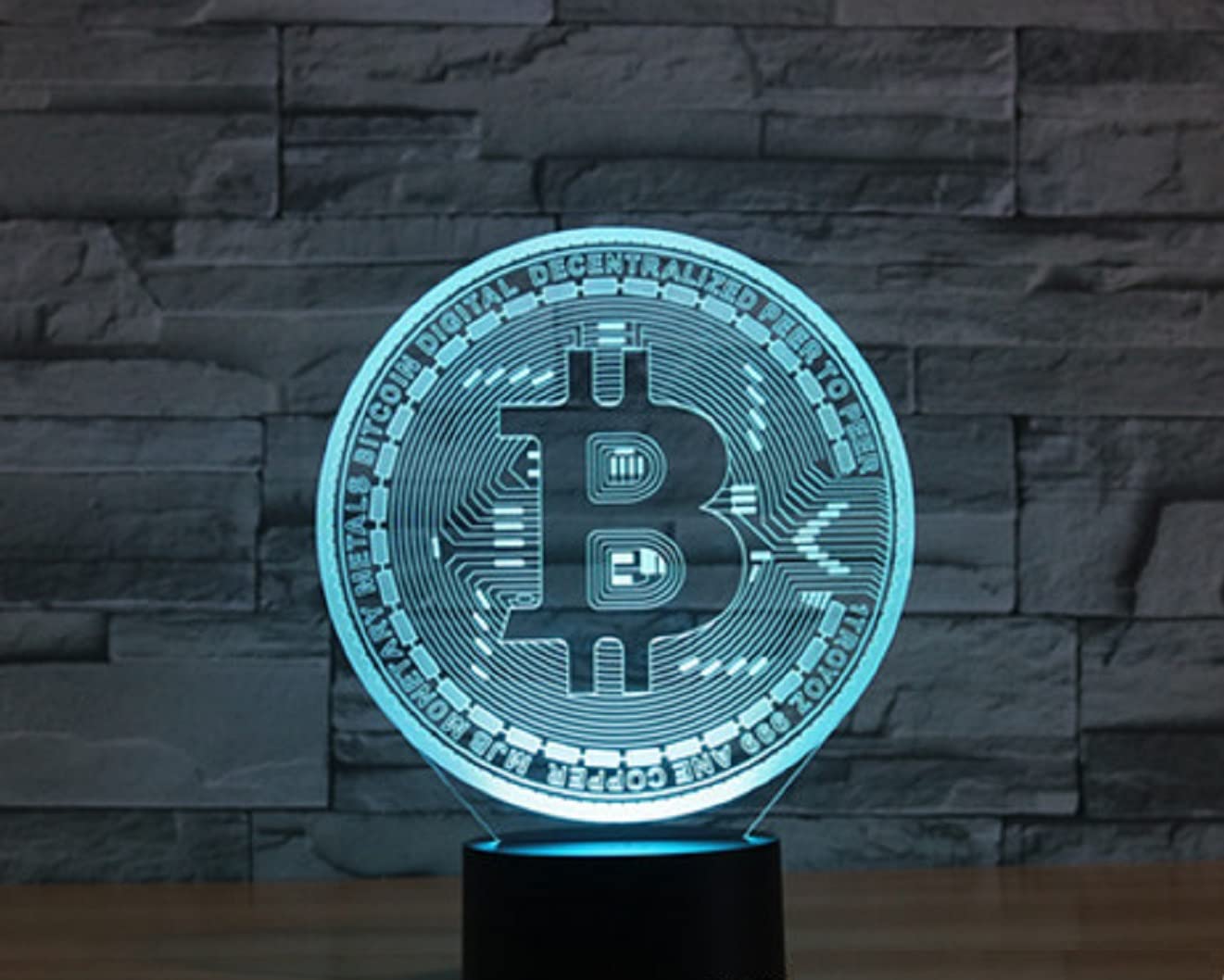 SUPERRUIDALONG 3D Bitcoin LED Table Lamp - 16 Color Night Light, Model 8008, Multicolor, Size L, Bedroom Decor, Gift for Kids
