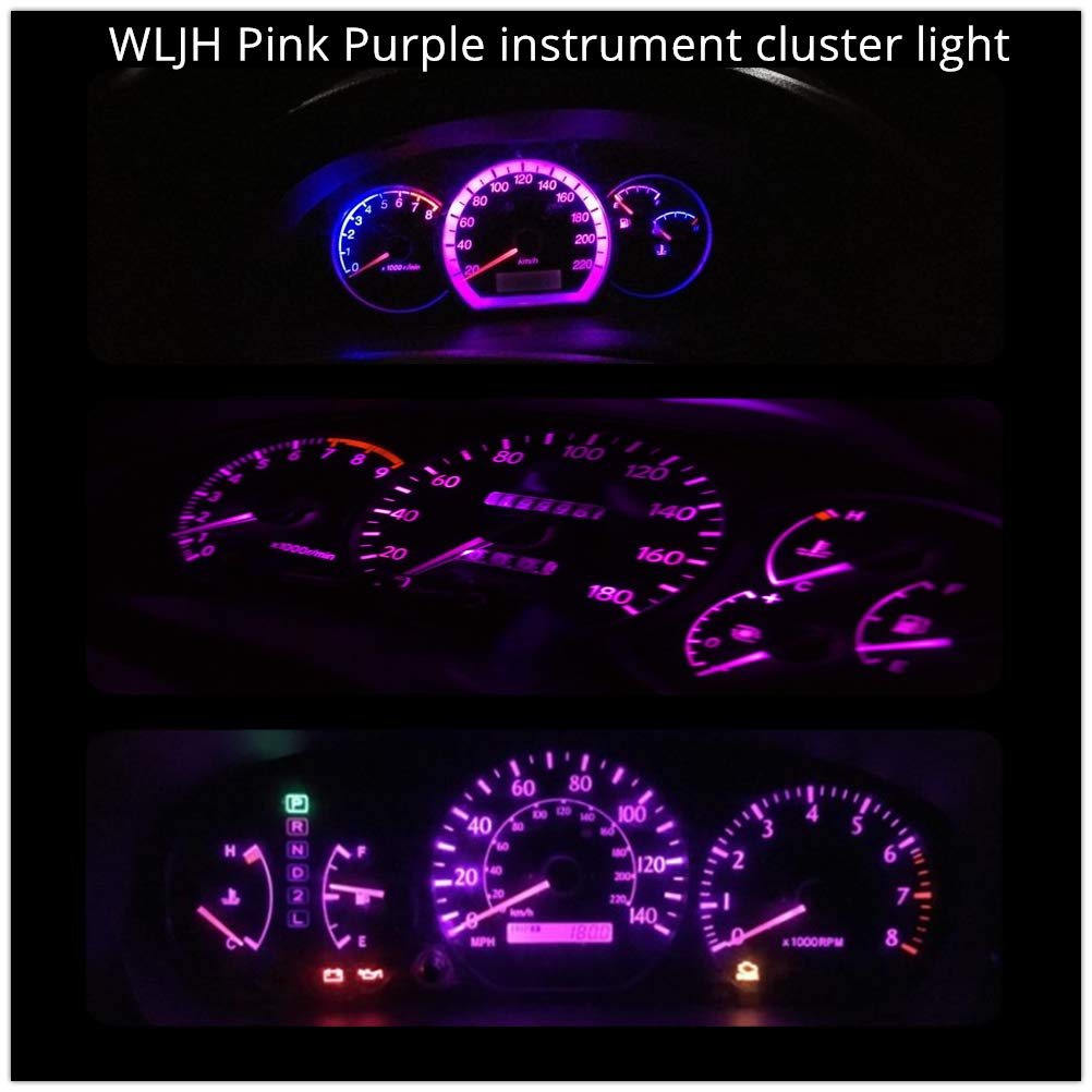 WLJH 74 LED Dash Lights, Extremely Bright T5 2721 Wedge Bulbs, Purple, Pack of 20 for Automotive Instrument Panels & Dashboard Clusters