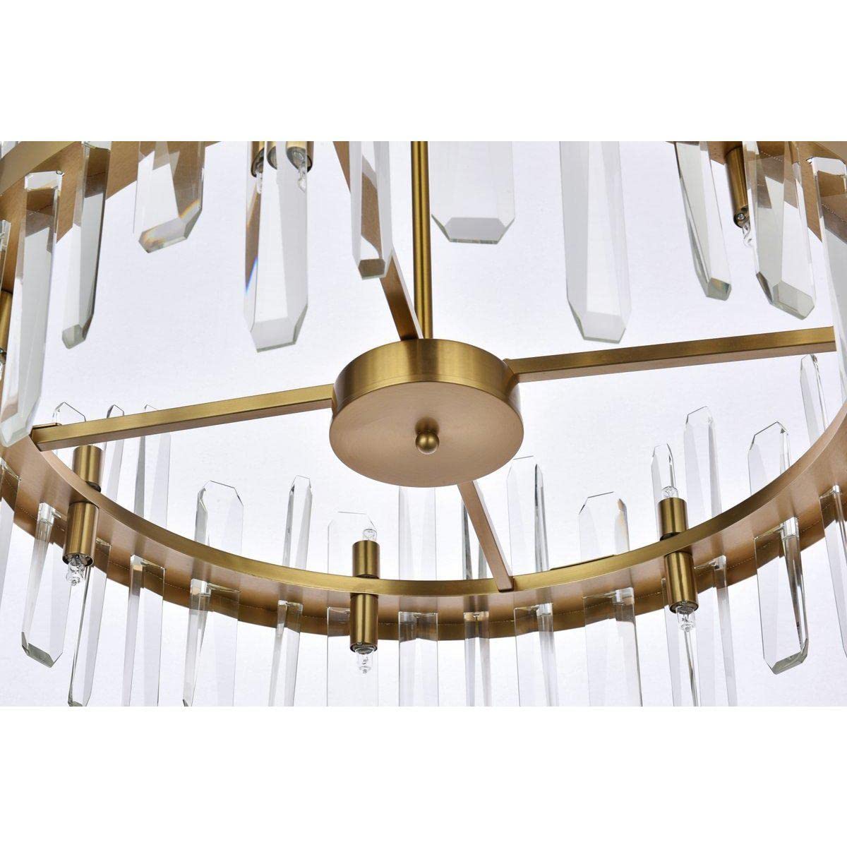 Elegant Lighting Modern Bright Home Decorative Serena 25 Inch Crystal Round Pendant - Satin Gold