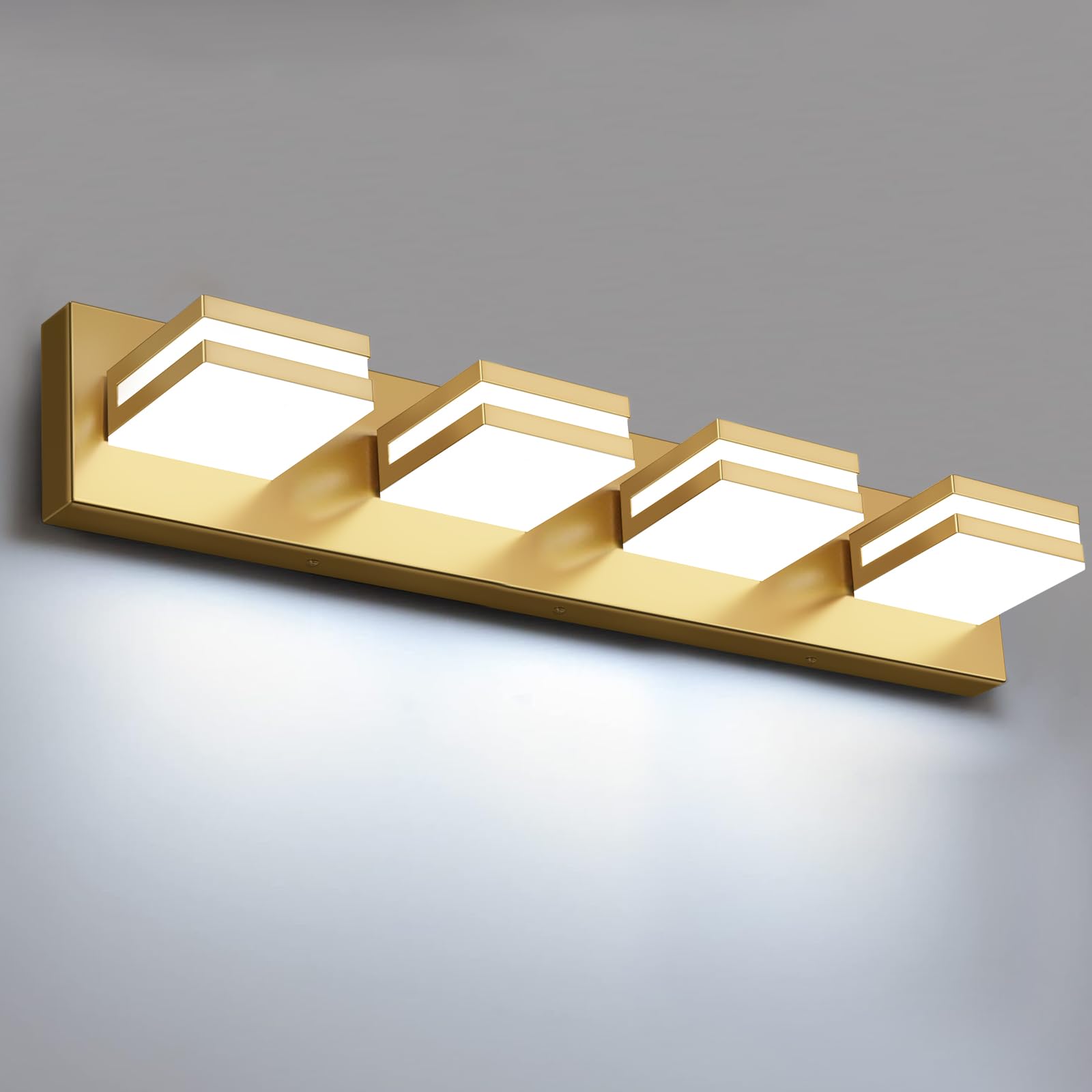 IZORRO LED Modern Bathroom Lights Fixtures(4-Light Dimmable) Gold Acrylic Wall Lighting Vanity Lights for Bathroom Over Mirror - 6000k 24In (No Assembly Required)