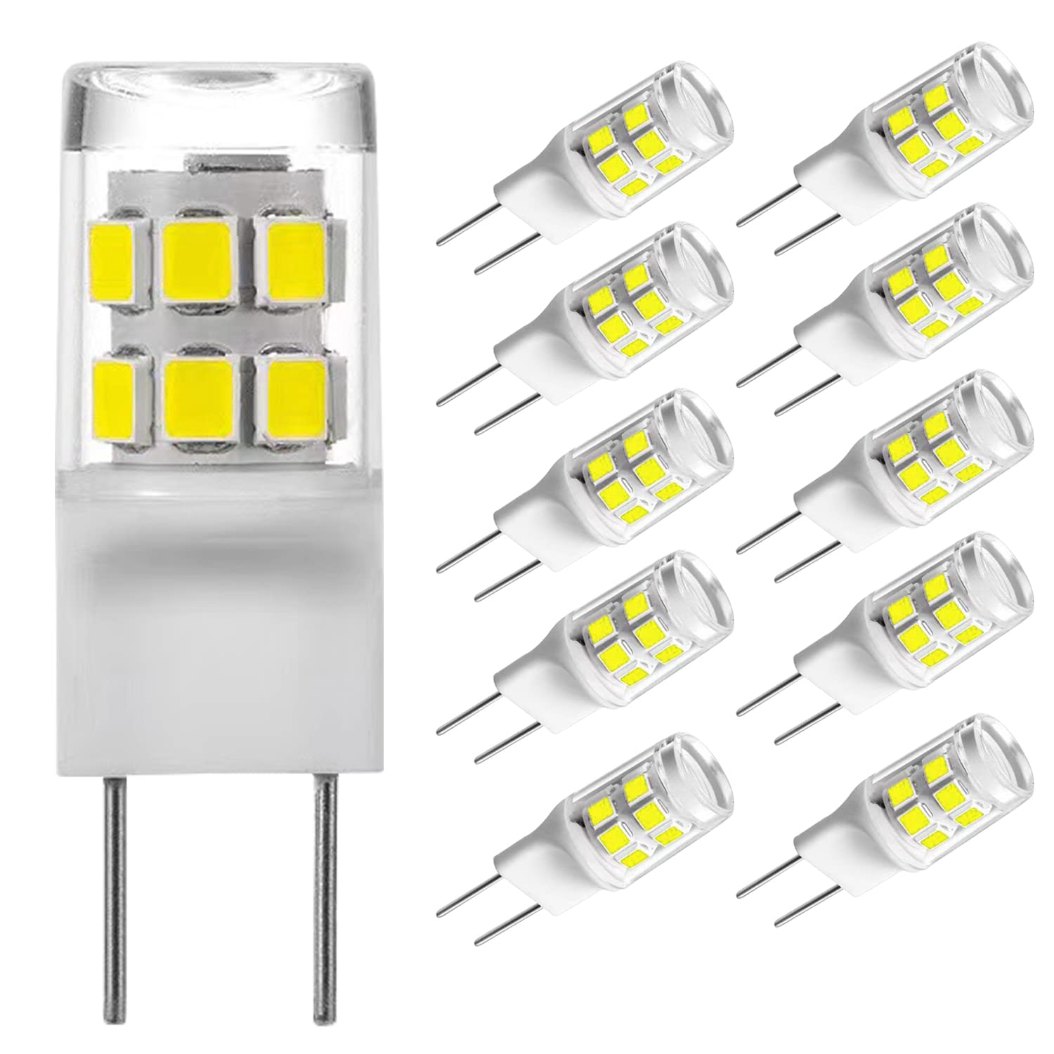 Ssqy G8 Led Bulb, 3W (30W Equivalent), Daylight White 6000K, 120V, T4 Jcd Type Bi-Pin Base Light Bulbs For Under Cabinet, Counte