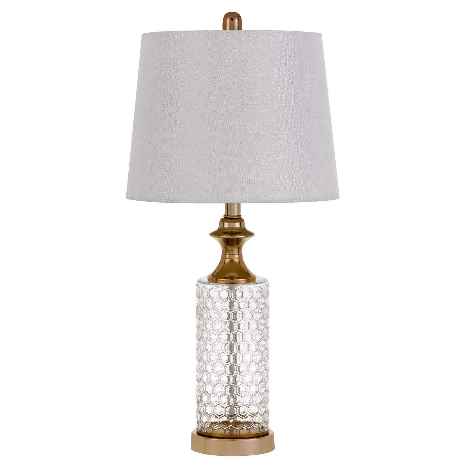 Set of Two 27 Glass Honeycomb and Rose Gold Table Lamps