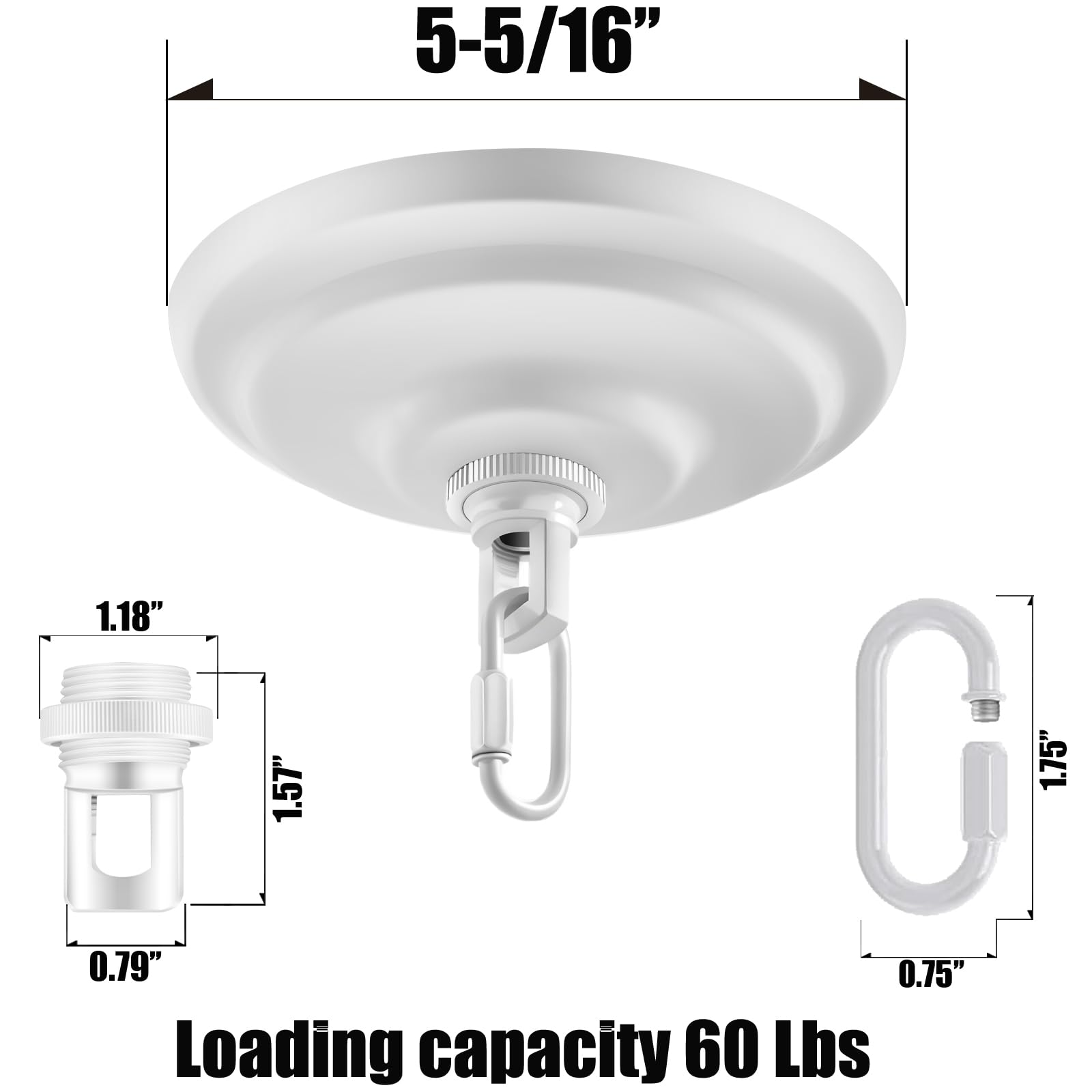 MAYOMAJO Light Canopy Kit, 5-5/16 Inch, Alloy Steel, White, Model MY-220616, Includes Replacement Cover Plate and Mounting Hardware