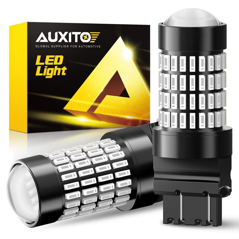 Auxito Upgraded 3157 Led Bulbs Red, 500% Brighter 3056 3156 3057 4157 Led Bulbs 102-Smd Chipsets With Projector For Brake Lights