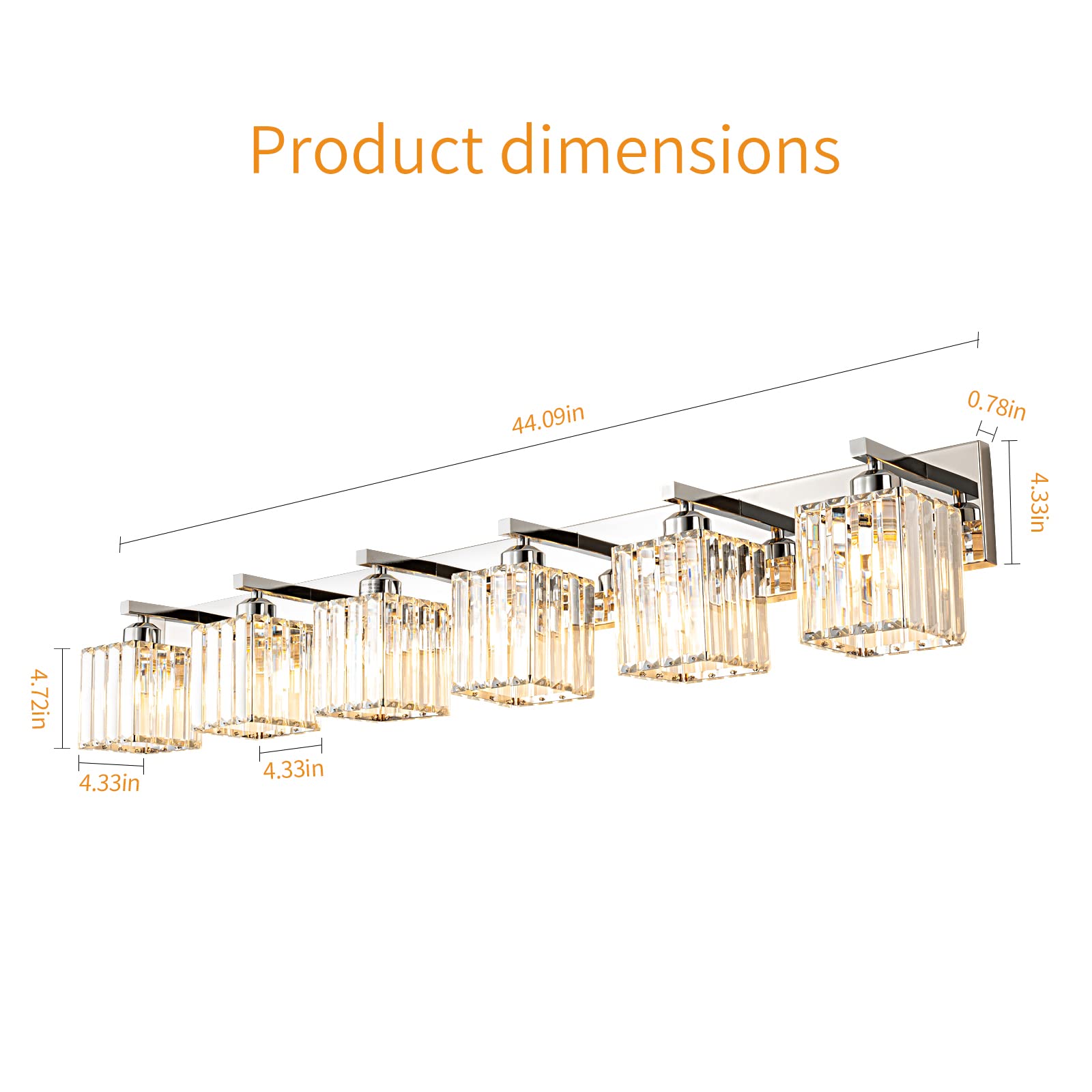 FDPBY 6-Light Chrome Metal Bathroom Vanity Light Fixture JW-002