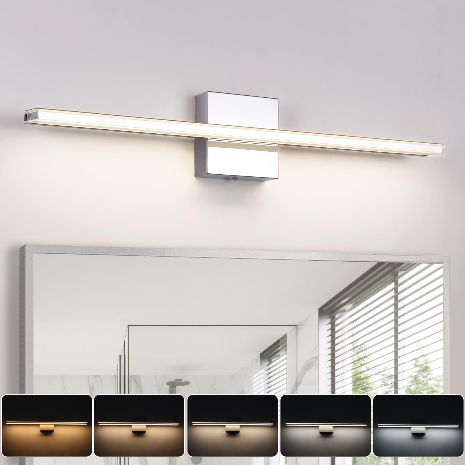 BRIVOLART Chrome Vanity Lights - Dimmable LED Bar Light, 23.6 Inch, 18W, Adjustable Angle, Model 96909366-8dd4-484d-a
