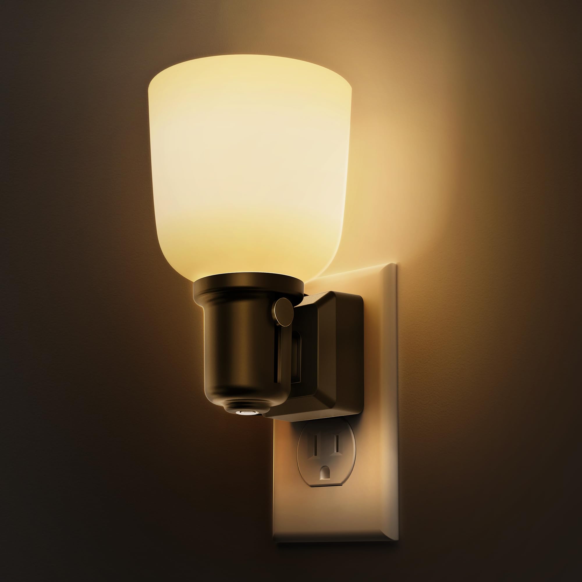 L LOHAS LED Night Lights Plug into Wall  Vintage Plug in Night Light  Dusk to Dawn Sensor 3000K Soft White  Dimmable 0-100LM  Rustic Farmhouse Nightlight for Bedroom Bathroom Stairs Hallway