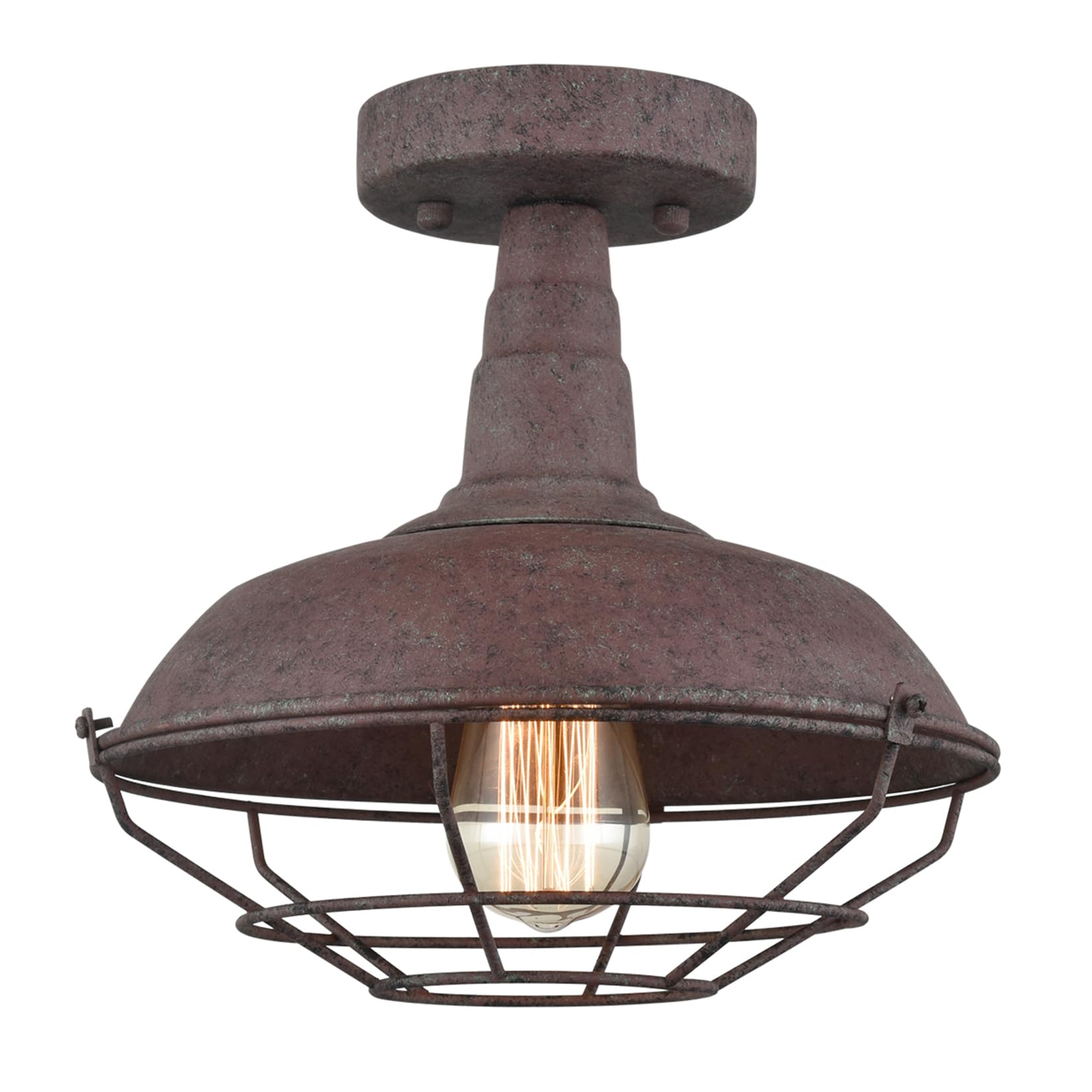 DAYCENT Rustic Semi Flush Mount Ceiling Light Barn Style Light Fixture Farmhouse Metal Cage Ceiling Light 1-Light Industrial Wir