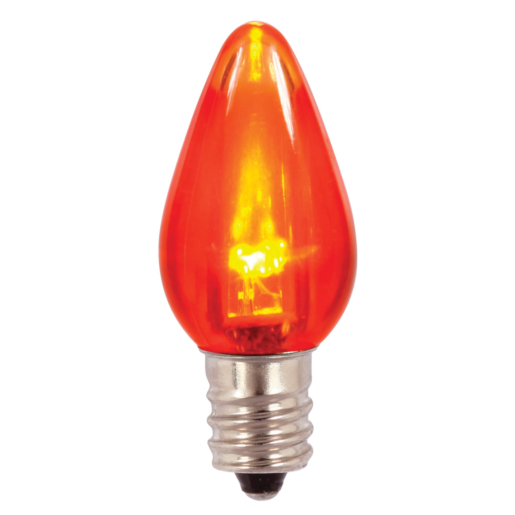 Vickerman C7 Transparent Plastic LED Orange Dimmable Bulb, E12 Nickel Base, 3 Diodes, .90Watts, 120Volts, .7 Lumens, 25 per Case