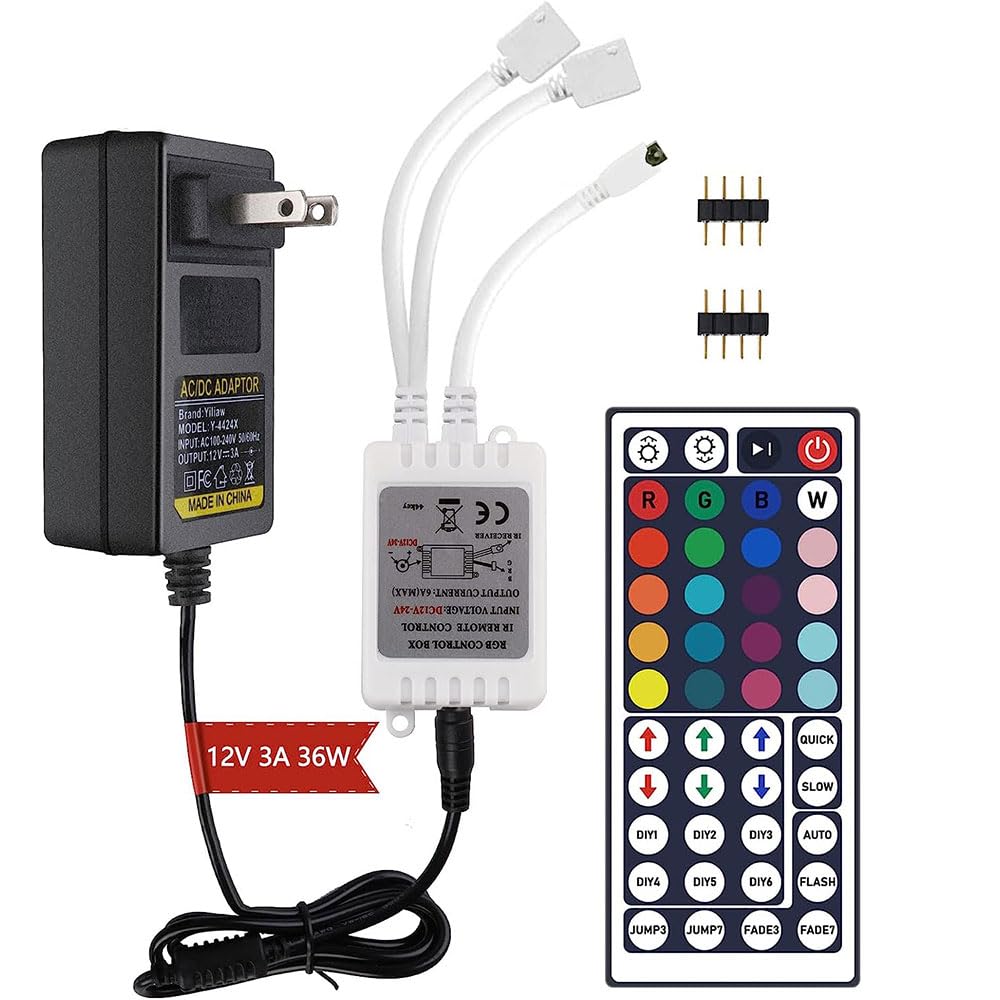 Yiliaw 44 Keys Ir Remote Controller Kit - Includes Wireless Rectifier Control Box And Dc 12V 3A Power Supply Adapter - Replaceme