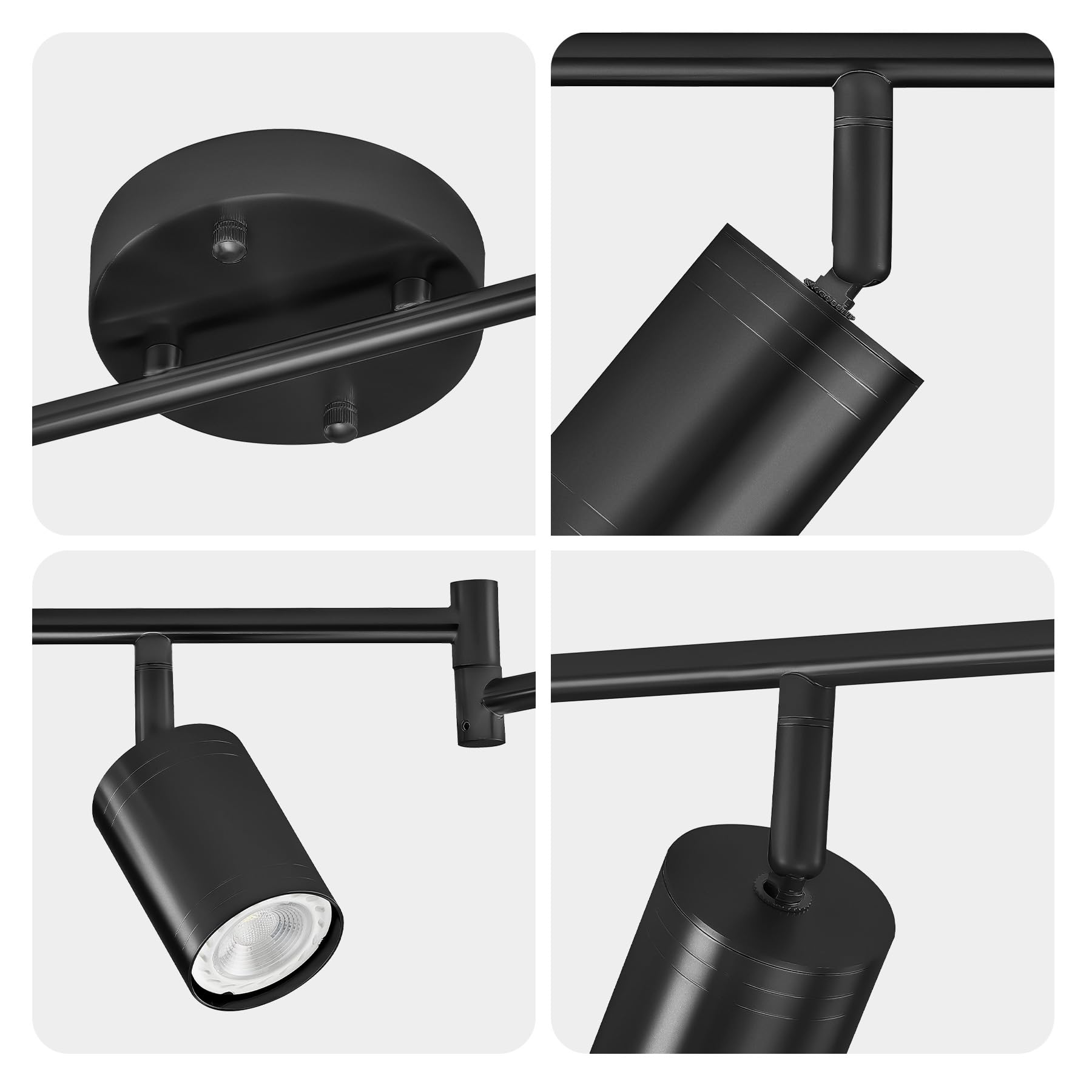 Vonluce 8 Light Track Light Fixture  Led Track Lighting Kit With Rotatable Heads  3-Color Gu10 Bulbs Included  Modern Ceiling Spotlight For Kitchen Office Closet Studio Bedroom  Black
