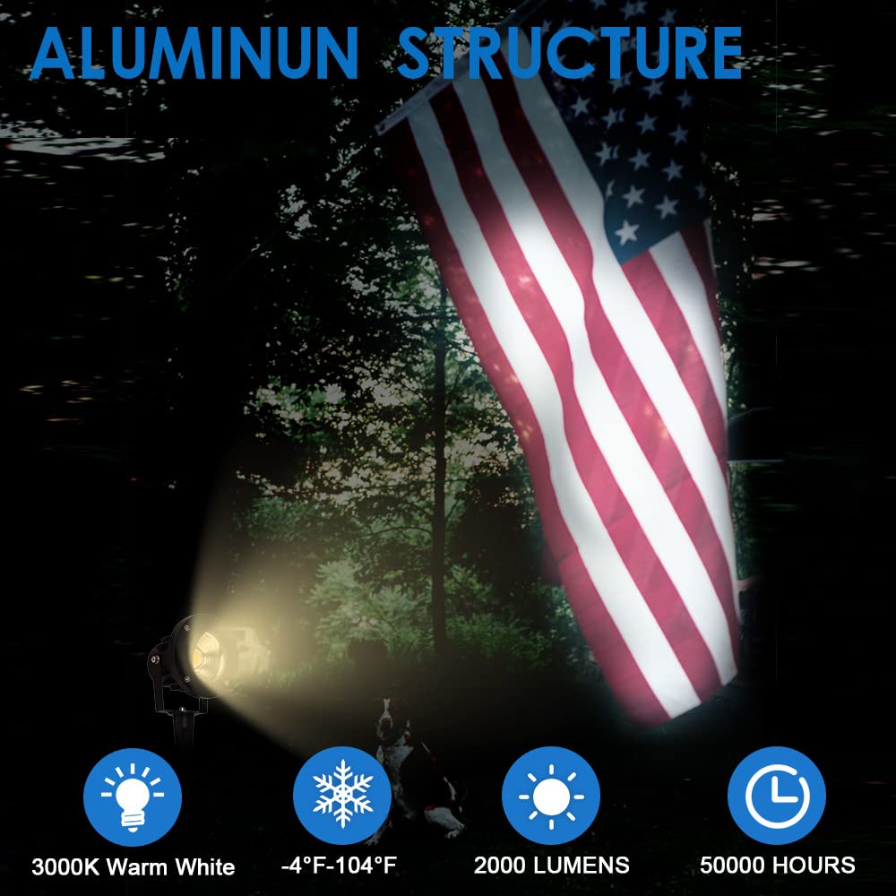 Eaglod 20W Led Spotlights Outdoor Landscape Lights,Low Voltage Led Landscape Lighting, 12V ~24V Ac/Dc Waterproof Landscape Spotl