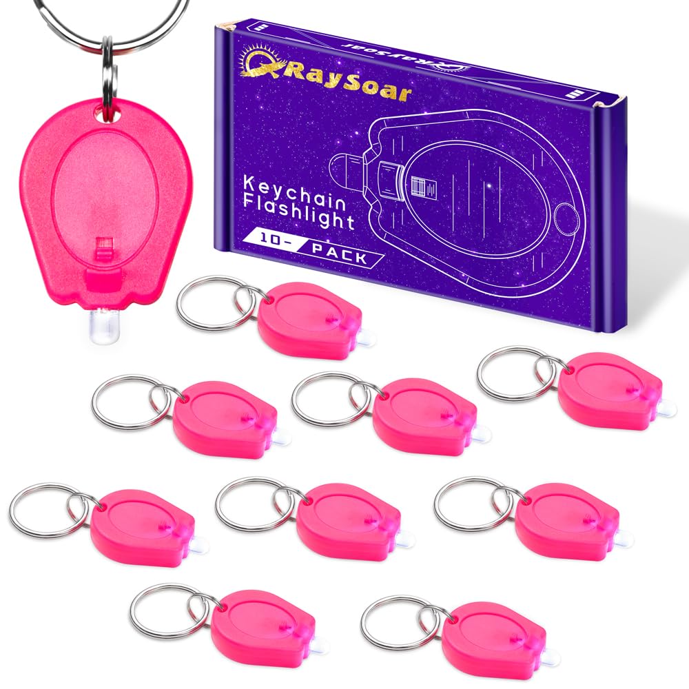 RaySoar 10 Pack Ultra Bright Mini LED Keychain Flashlight, Small Key Ring Flashlight, Portable LED Keychain Light for Outdoor Ac