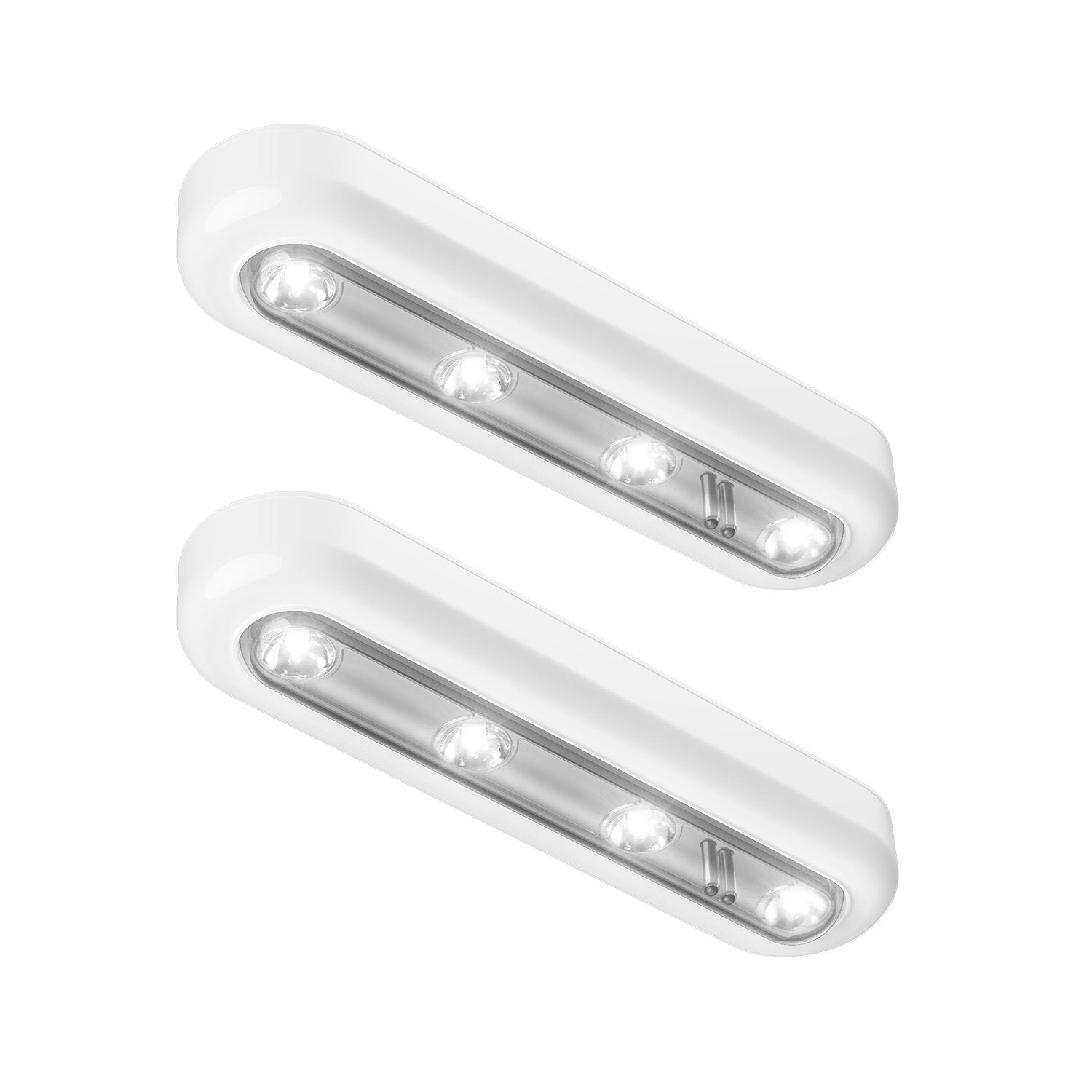 OxyLED Tap Closet Lights, Cordless LED Night Light, Touch Sensor, 4-Led, 140° Rotation, 2 Pack, White Light