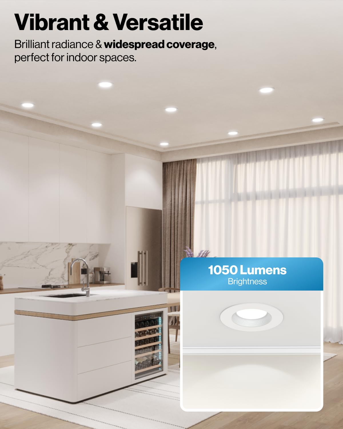 Sunco Lighting LED Can Lights Retrofit 5/6 Inch 48 Pack, 13W=75W, 1050 LM, Dimmable, Baffle Trim, 5 CCT (
