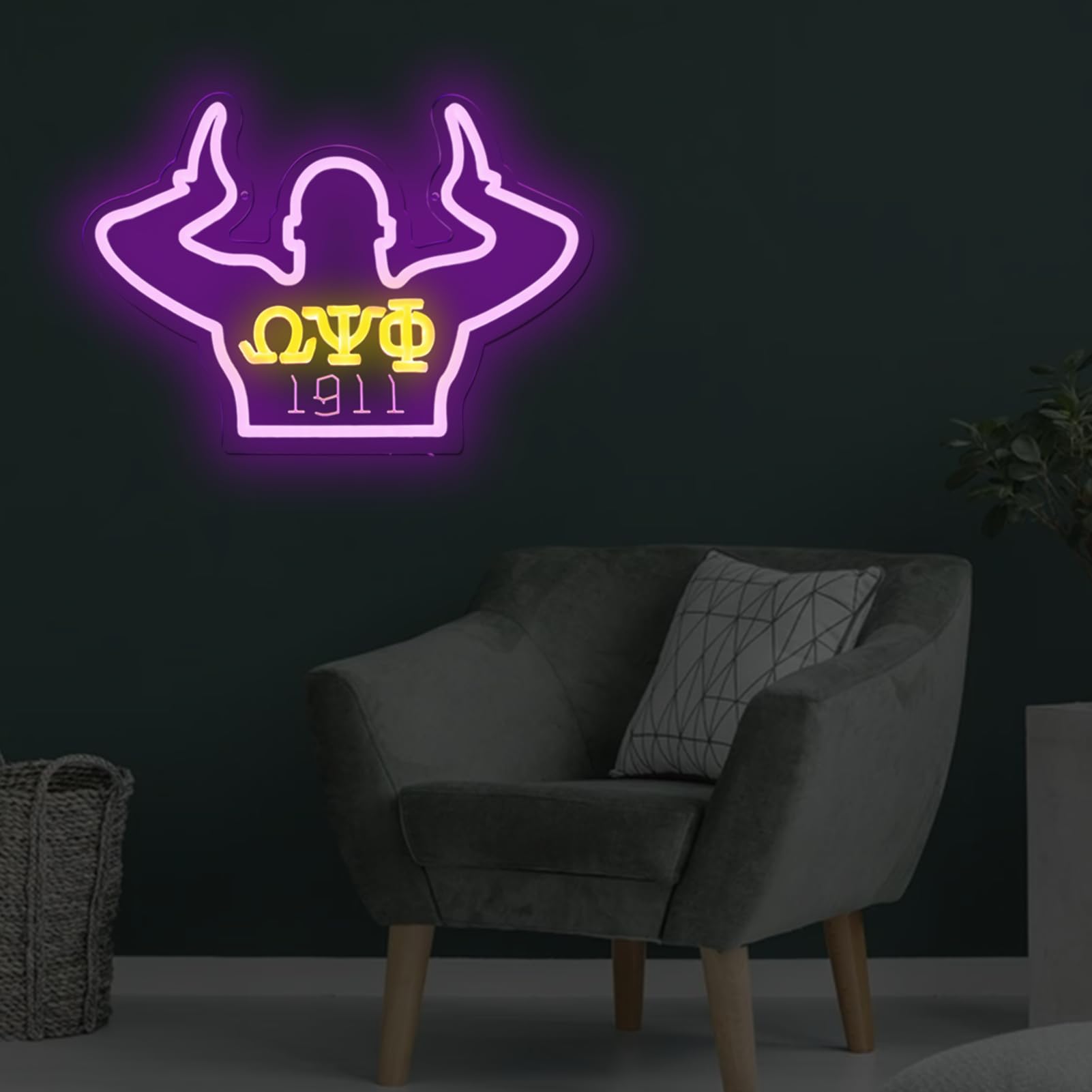 O?F Neon Signs Omga Fraternity Neon Psi Phi Lights For Wall Decor 1911 Psi Phi Purple Sorority Led Sign For Birthday Gfits  Party Decor  Usb Power Sorority Signs Gifts