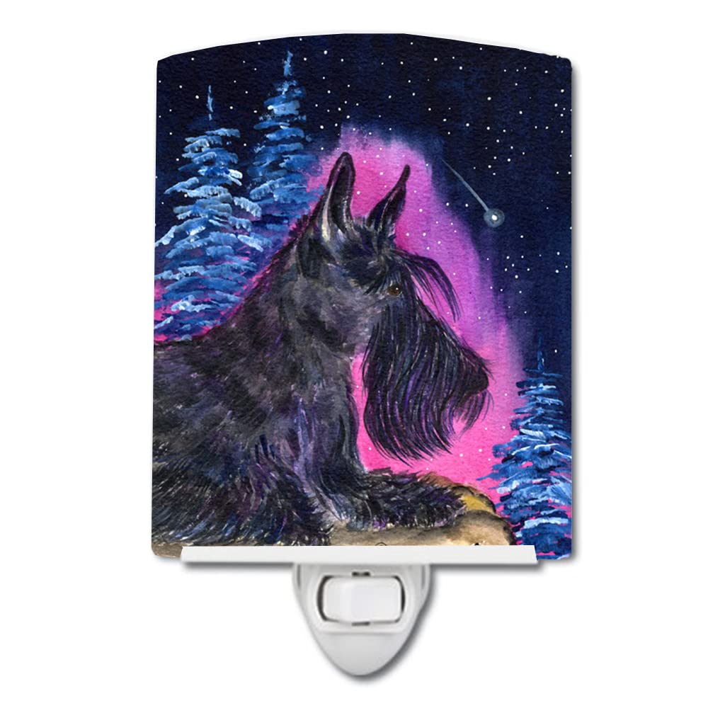 Carolines Treasures Ceramic Night Light, SS8442CNL, 6x4x3in, Multicolor, Scottish Terrier, UL-Certified for Bedroom, Bathroom, Nursery