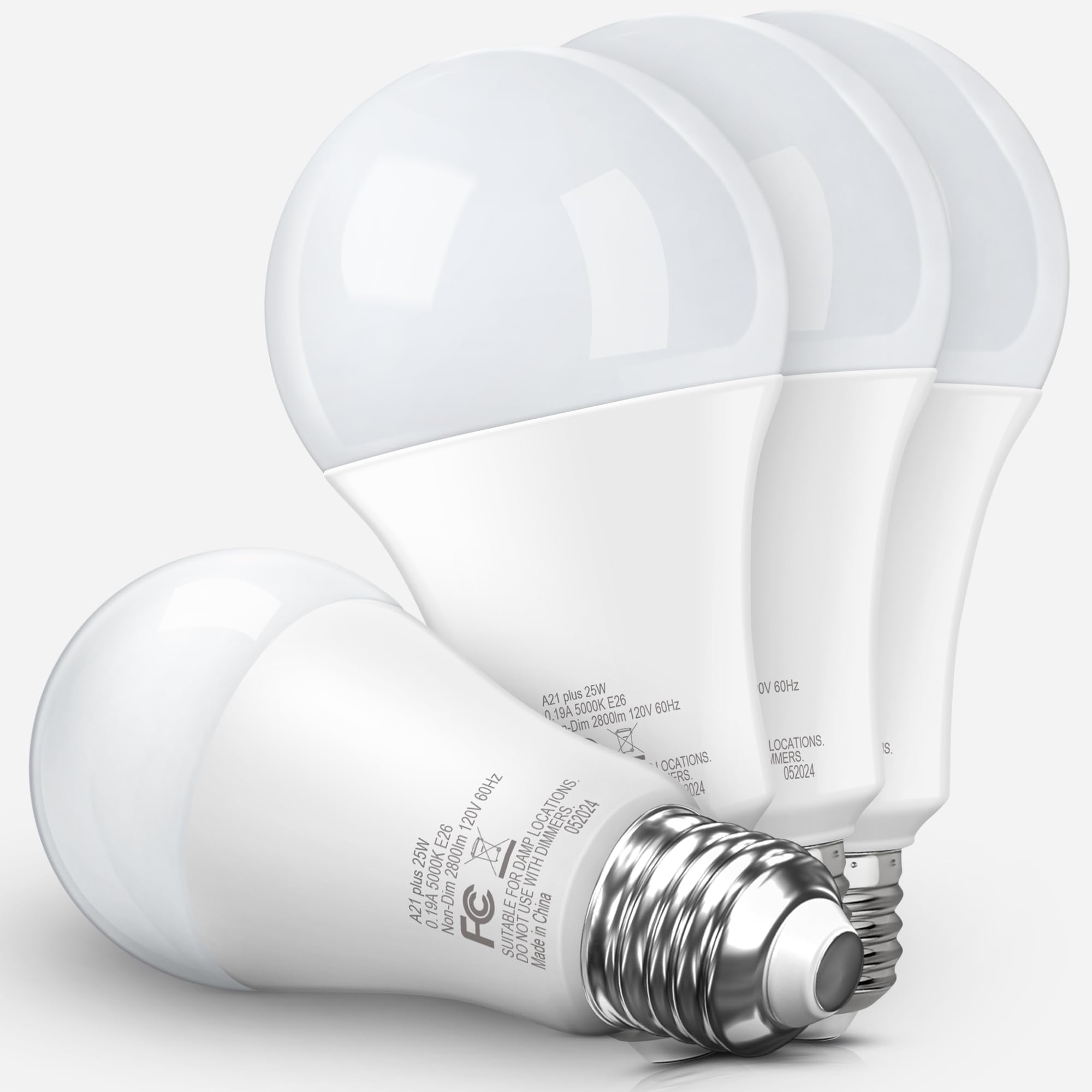 Prosperbiz Super Bright LED Light Bulb A21 25W 2800 Lumens 5000K Daylight White E26 4 Pack