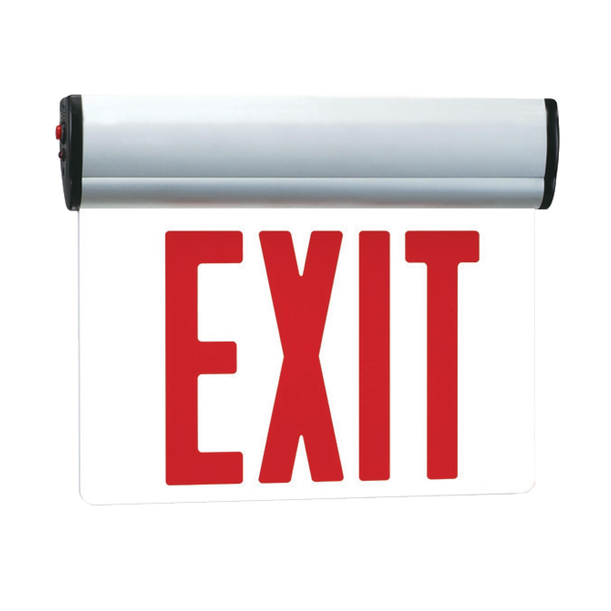 RP Lighting 13-Inch Red LED Single Face Edge-Lit Exit Sign with White Housing, White, Clear
