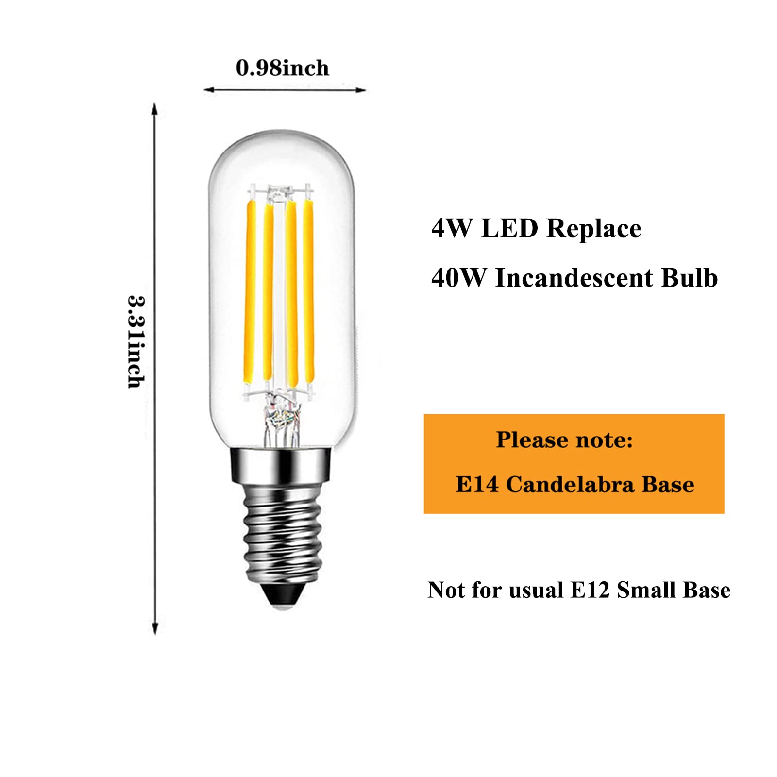 SHUWDKAR E14 LED Candelabra Bulb, 4000K Neutral White, 40W Equivalent, Glass, 6 Pack