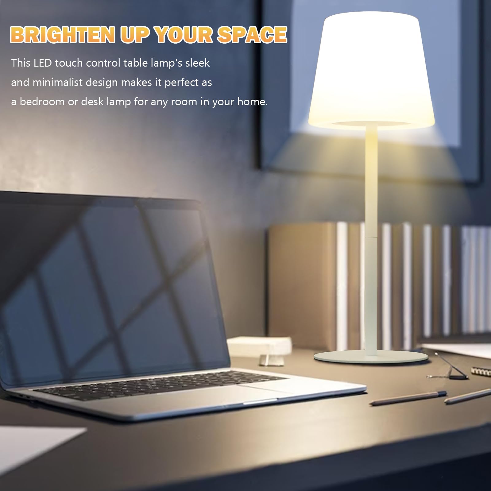 Wonder Solar Cordless Table Lamp, Rechargeabl Outdoor Battery Table Lamp Shower Waterproof Bedroom Lamps 15.6'', Small Bedside L