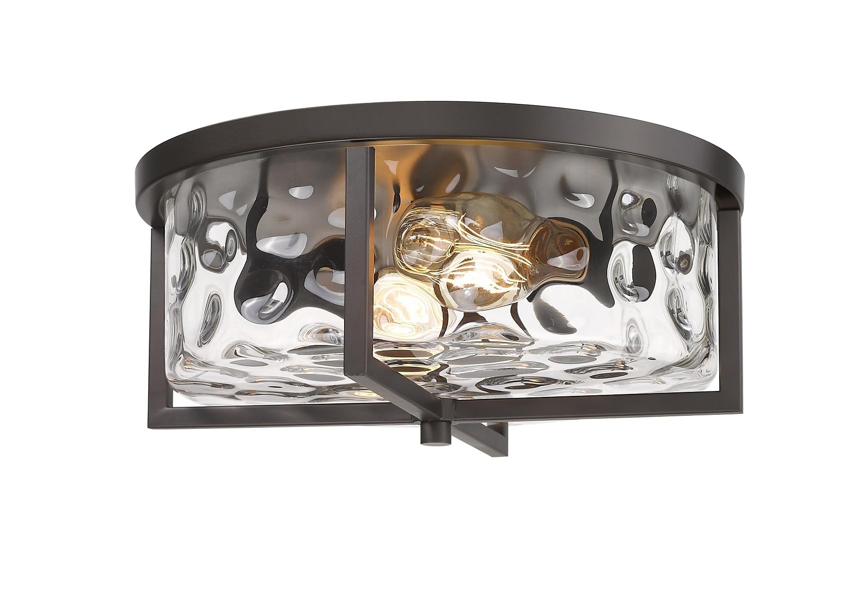 Odeums 13&quot; Hammered Glass Flush Mount Ceiling Light, Oil-Rubbed Bronze For Kitchen & Dining Room