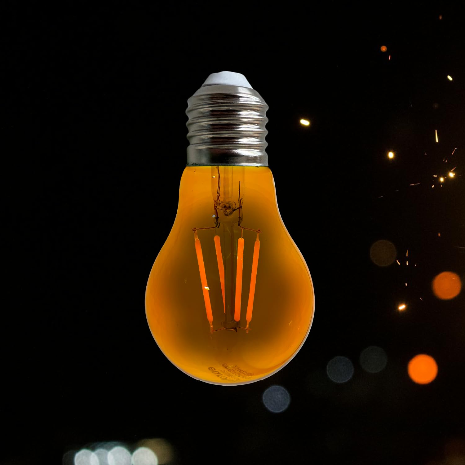 Whfialux A19 Edison Led Orange Filament Light Bulbs, 4W, Orange Colored Glass, E26 Base, Indoor, Outdoor, Porch, Decoration, Par