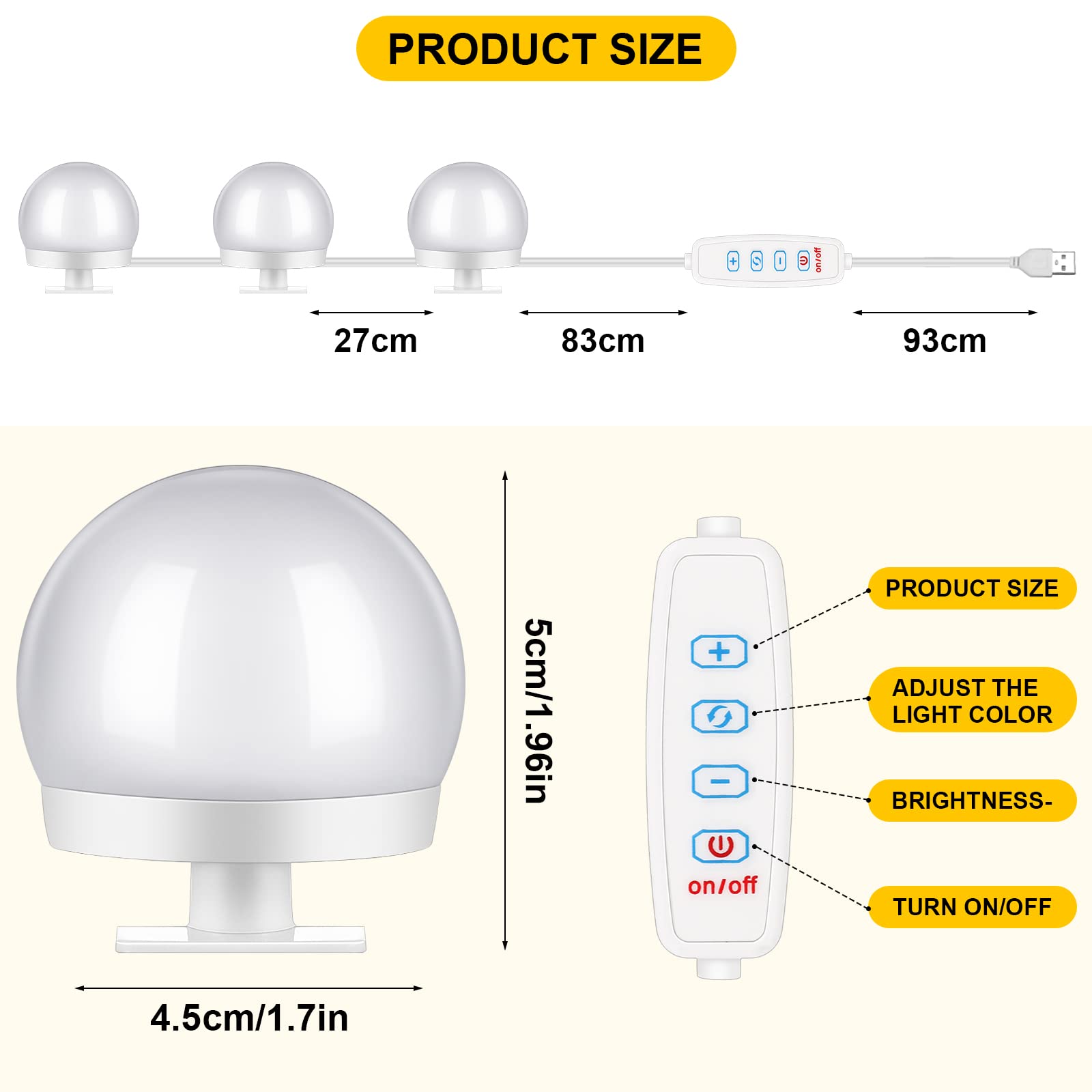 Tuanse 2 Sets Vanity Led Lights Kit 28 Dimmable Bulbs With 3 Color Modes, Plug In Makeup Mirror Light With Adjustable Color And