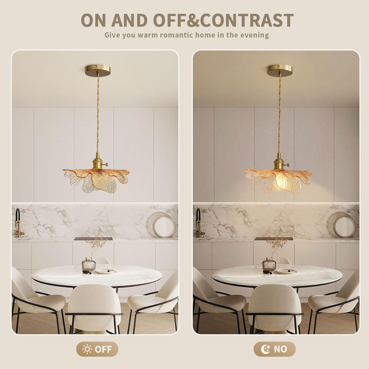 Auwieou Mid Century Modern Pendant Light Glass Pendant Lights With Hand Blown Amber Glass Shade Brass Pendant Light Farmhouse Go