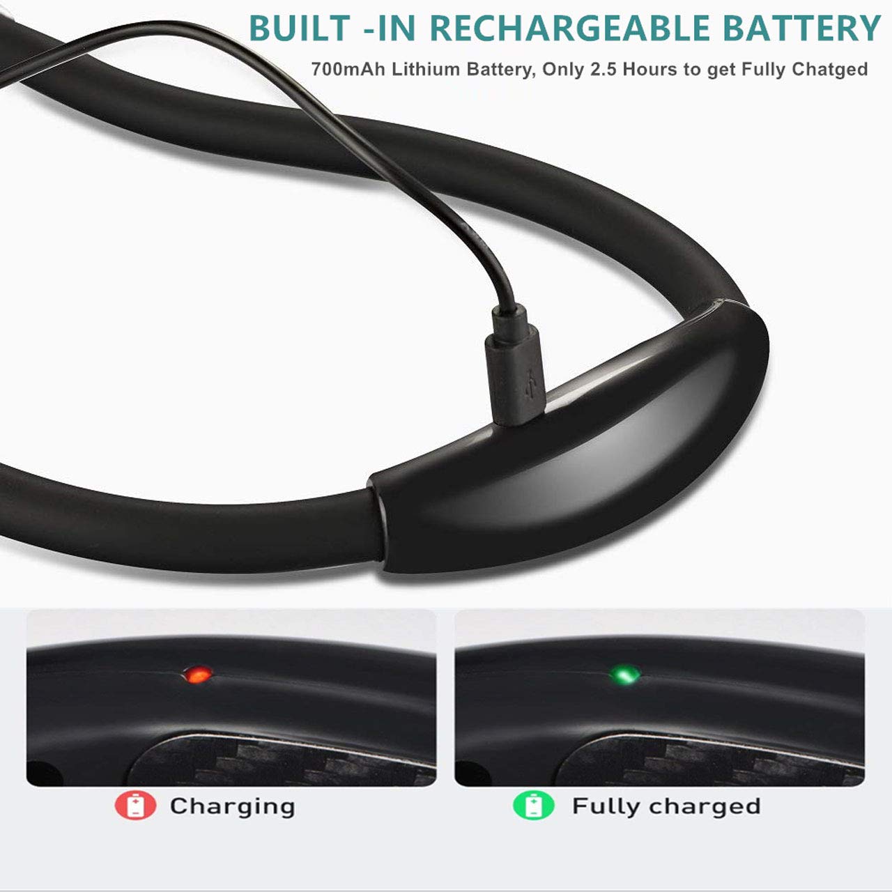 Betensh Rechargeable LED Neck Hug Book Light - Flexible Silicone Arms, Black, Hands-Free Reading for Kids and Adults