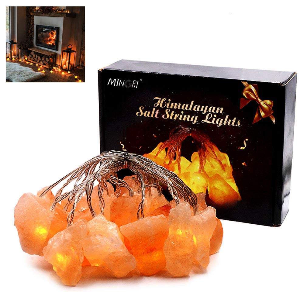 Mingri Himalayan Salt Lamp - Usb Fairy String Lights, Pink Natural Crystal Night Light