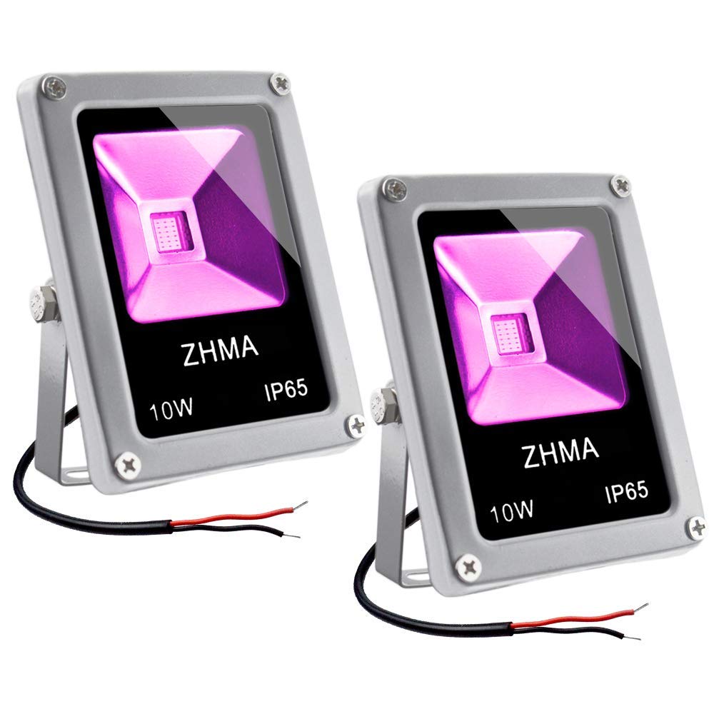 ZHMA LED Black Light 10W 12V, IP65 Waterproof, 2 Pack, for Glow in The Dark, Body discomfort-reducingt, Neon Glow