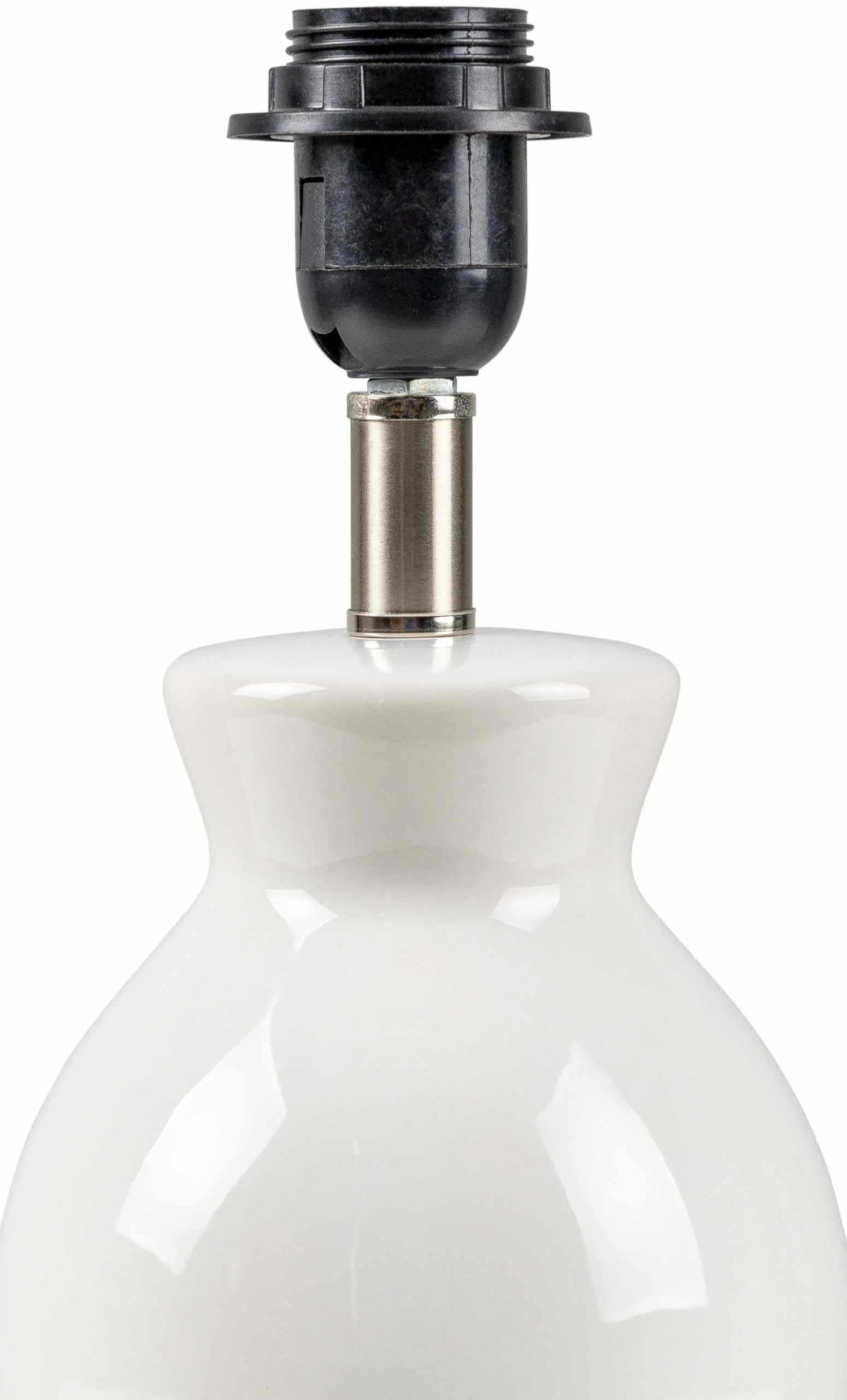 BoutiqueRugs Ceramic and Jute Bedside Table Lamp - 15inH x 8inW x 8inD - White, Beige - Model SPXZVA3-011