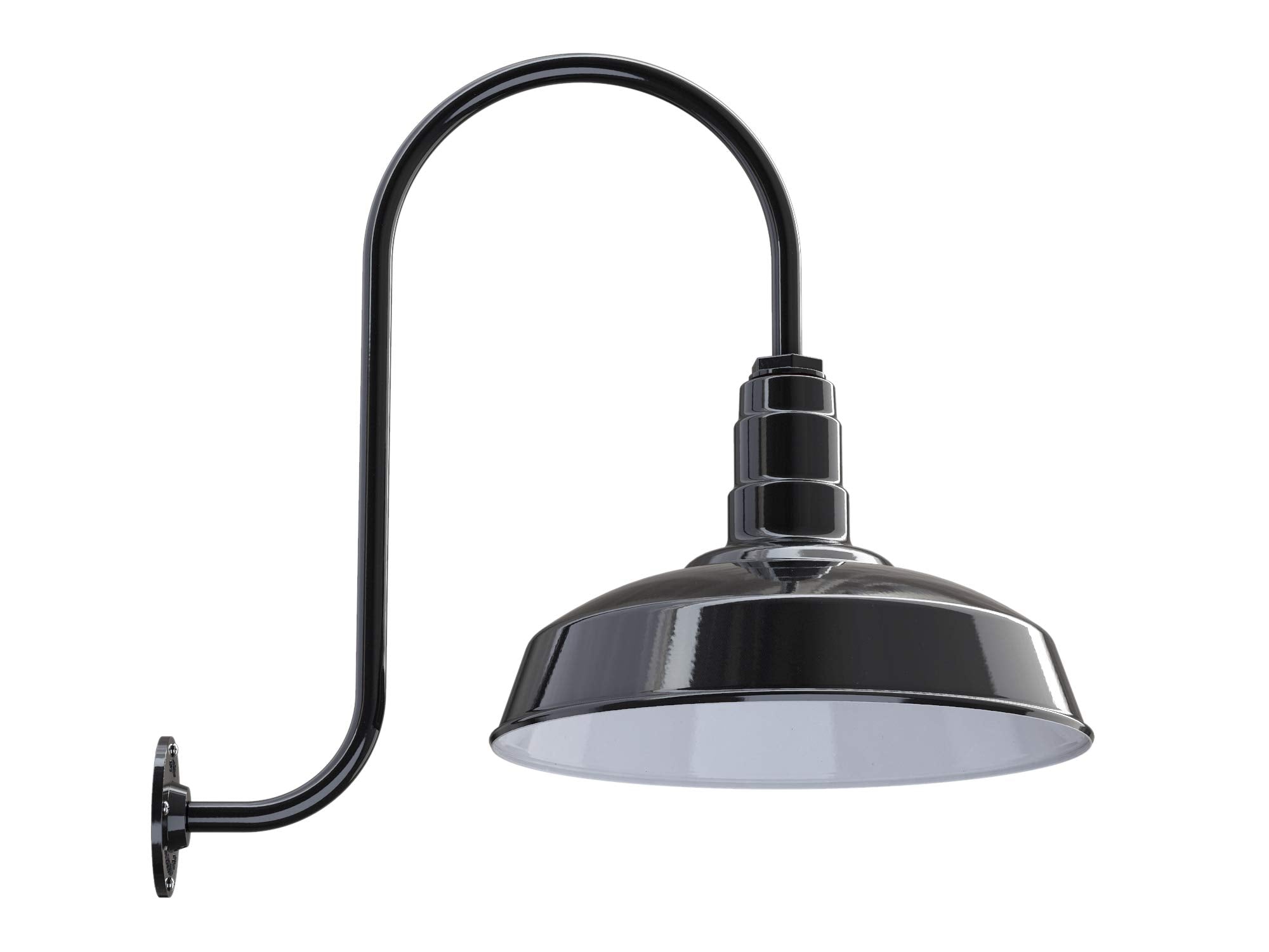 Steel Lighting Co. Gardena Barn Light - 16 Upslope Gooseneck, Black Steel, Outdoor Wall Mounted Farmhouse Lighting