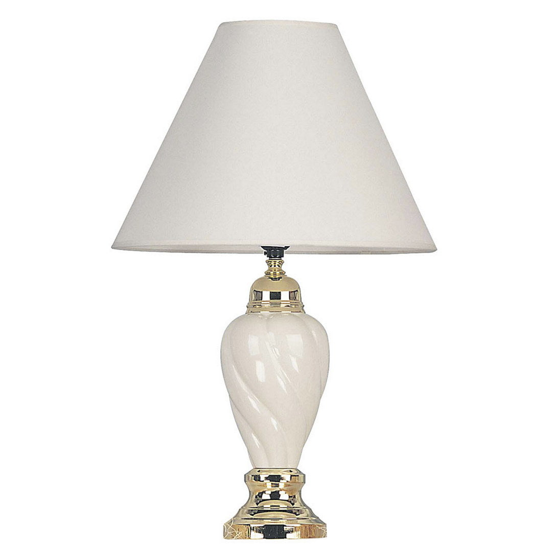 22 Tall Ceramic Table Lamp, Urn-Shaped With Ivory Finish, Linen Shade