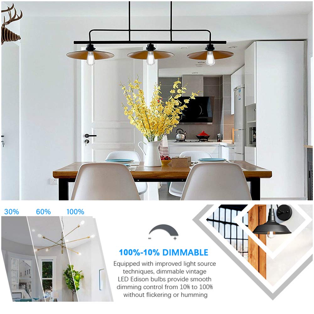 Leools Dimmable Edison Led Bulb 10W,Equivalent 100Watt, Antique Style St64 Led Filament Bulbs,Neutral White 4000K, 1200Lm, E26 B
