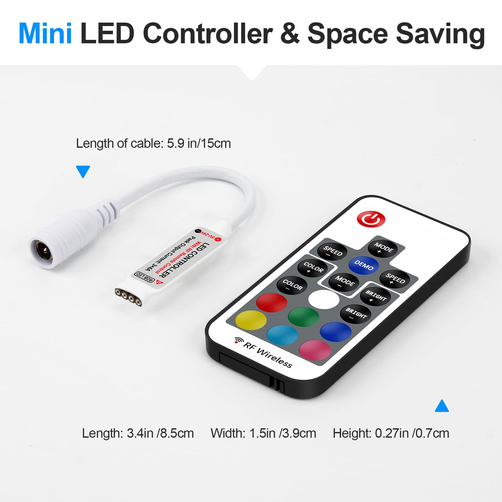 Rgbzone Rf Wireless Remote Led Controller For 5050 3528 5630 Led Strips, 17-Key, Dc 5V/12V/24V, Rgb Color, Model Fb