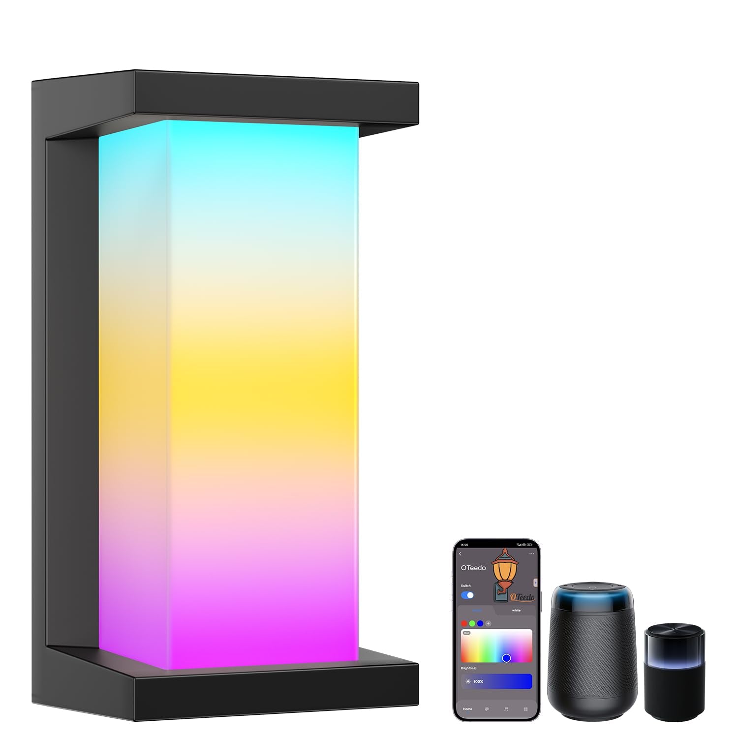 OTeedo RGB Smart Outdoor Wall Lights,RGBCW Modern Outdoor Waterproof for Front Porch Light,WiFi APP Control Exterior Lighting Fi
