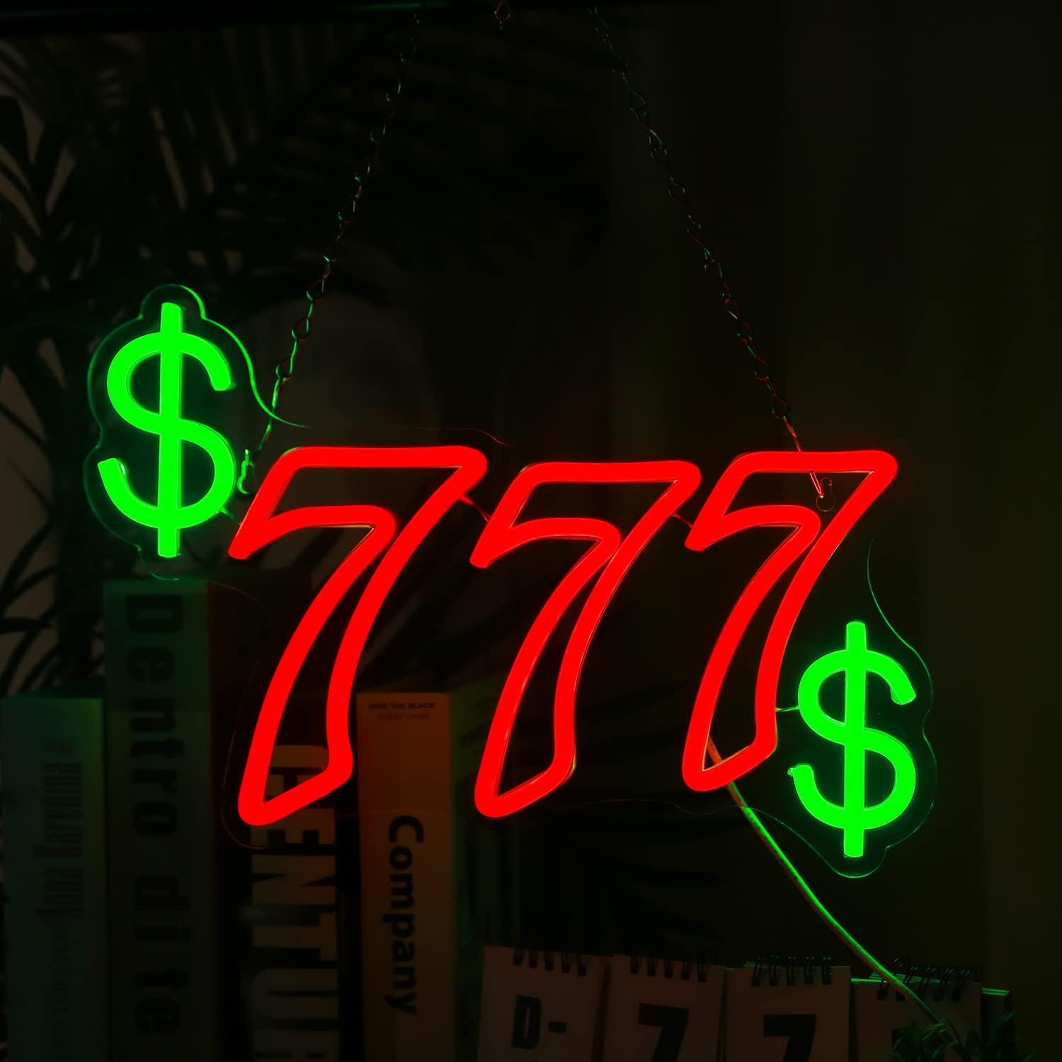 Lucky Seven Neon Sign USB Powered for Room Decor, LED Neon Light Dimmable Gaming Neon Sign for Bar Party Casino Wall Art Game Room Man Cave Decoration 14.4 * 9.7 Inches