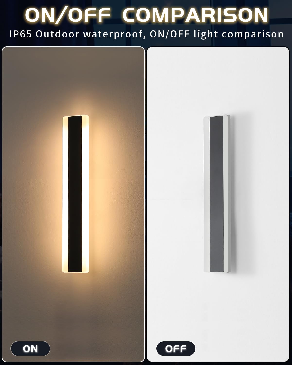 Mikeru 2Pack 23.6Inch Outdoor Wall Light Fixtures  10%-100% Dimmable Outdoor Wall Lights Exterior Front Porch Light 3000-6000K Wall Mounted Led Lighting For Basement  Shop Garage Lighting