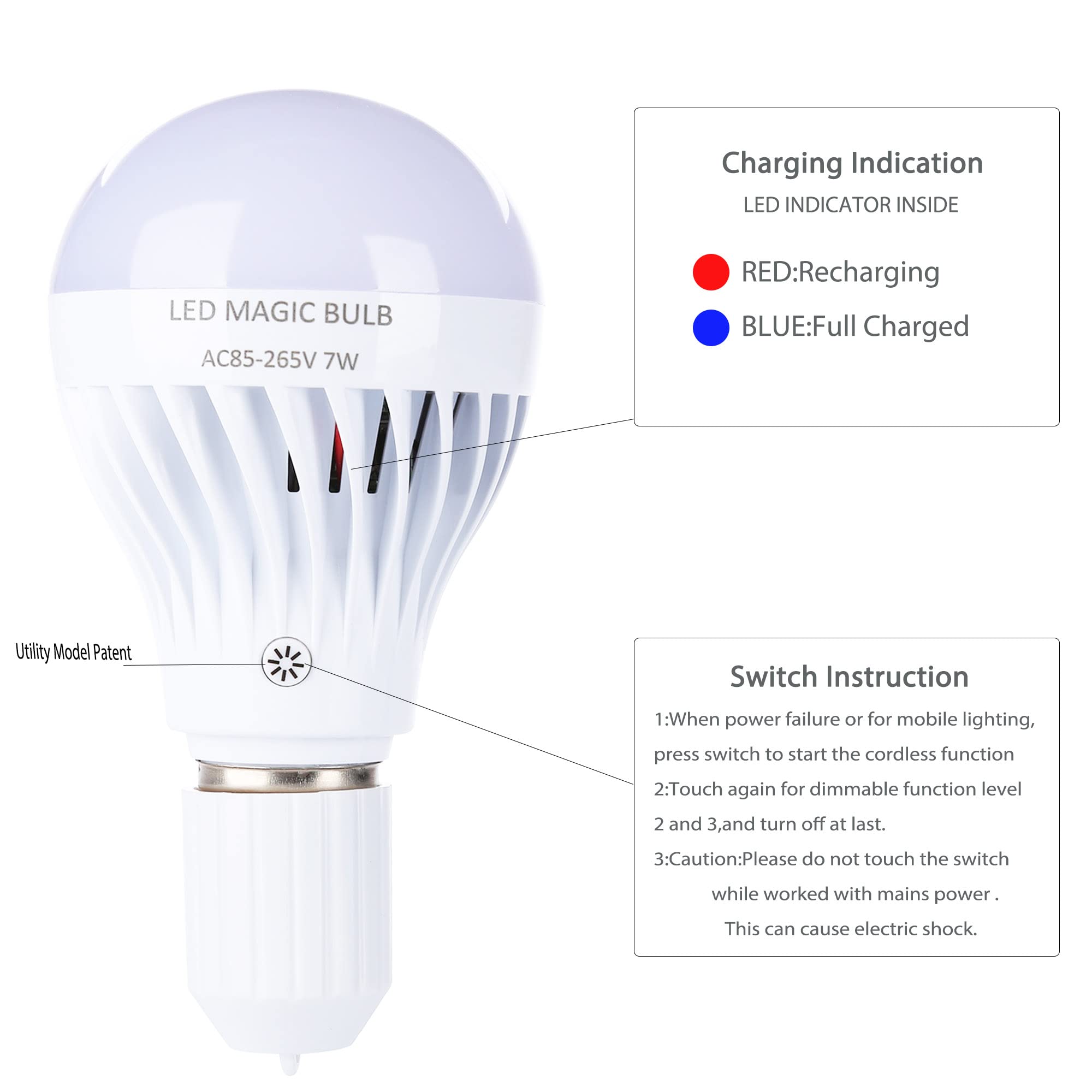 Bsod Ac 85-265V 7W Led Magic Bulb With Remote Controller Cool White Emergency Light With Rechargeable Built-In Battery E27 Lamp