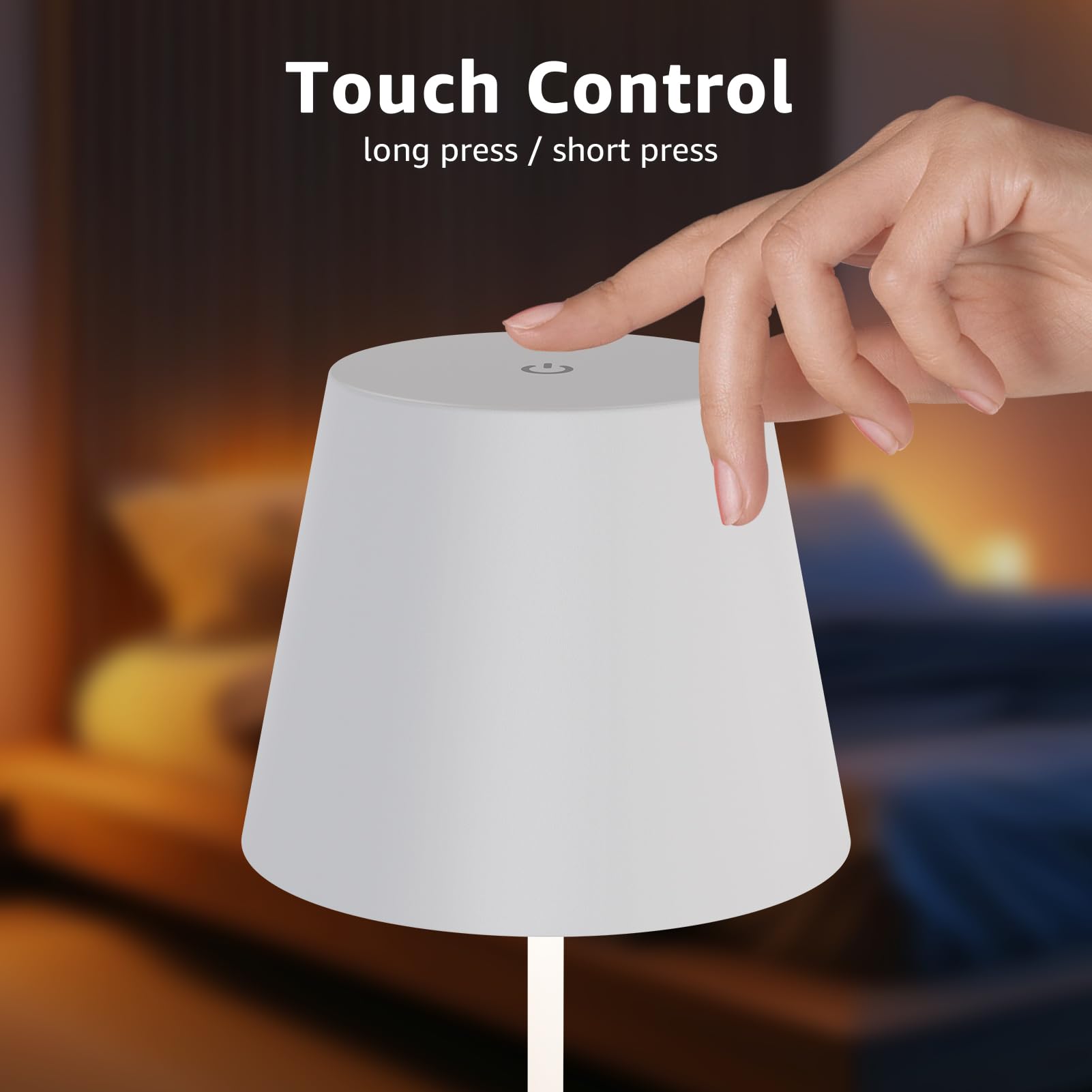 uuffoo Cordless Rechargeable Table Lamps, 5200mAh, 3 Colors Dimming, Small, White, 2 Pack, Model PBG-1238