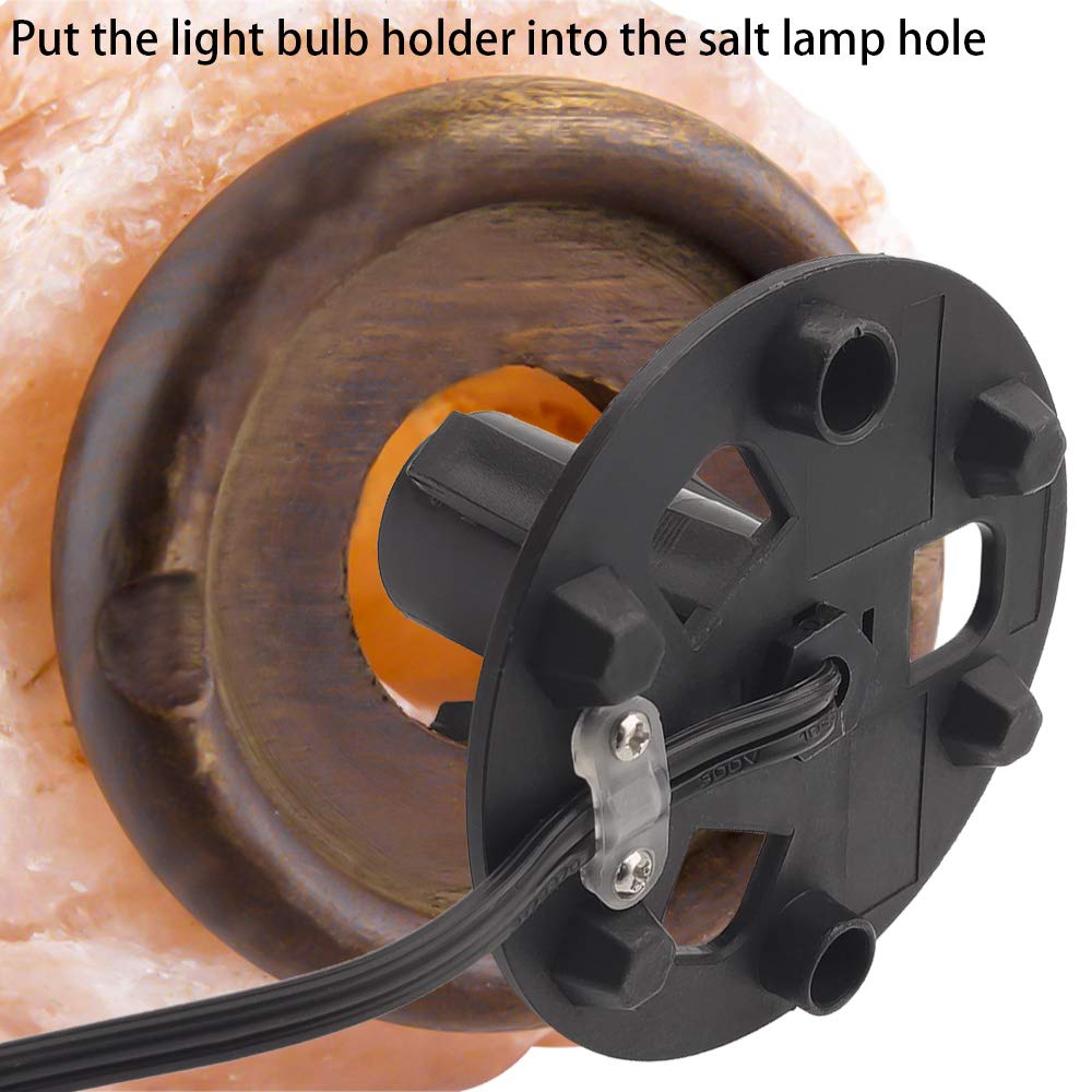 New Orange Heart Himalayan Salt Lamp Replacement Cord with Dimmer, 6FT, Black, Includes 6-Pack 15W E12 Halogen Bulbs, Model SLCR6B006