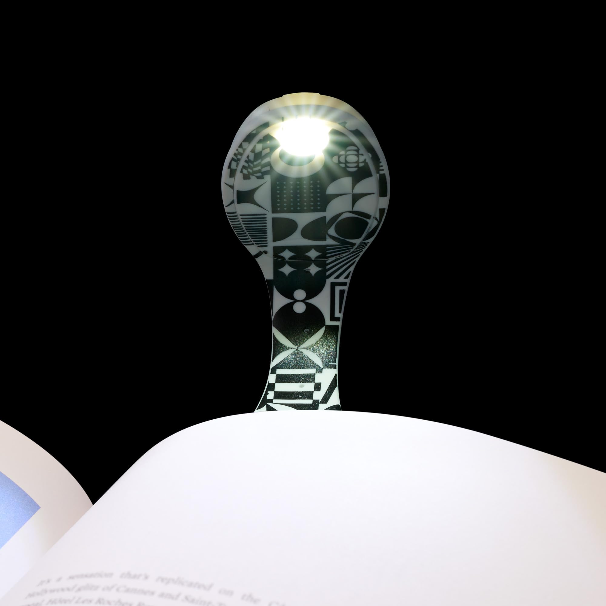 Gifts for Readers & Writers LED Reading Light | Clip-On Bookmark & Book Lamp | Battery Operated | Black & White