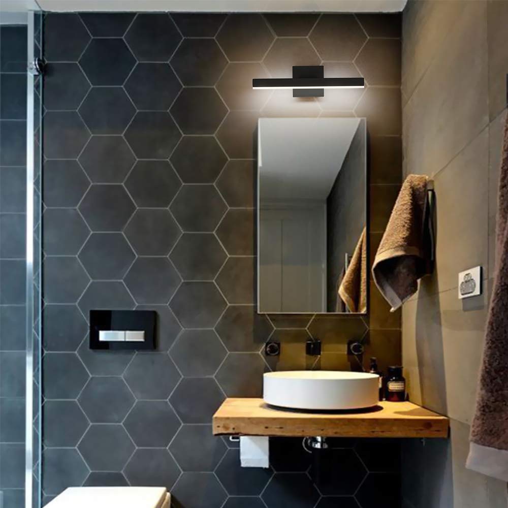 Joossnwell Led Bathroom Vanity Lighting Fixture Modern Bath Light Bar 15.75Inch Black Wall Sconce 12W 4000K